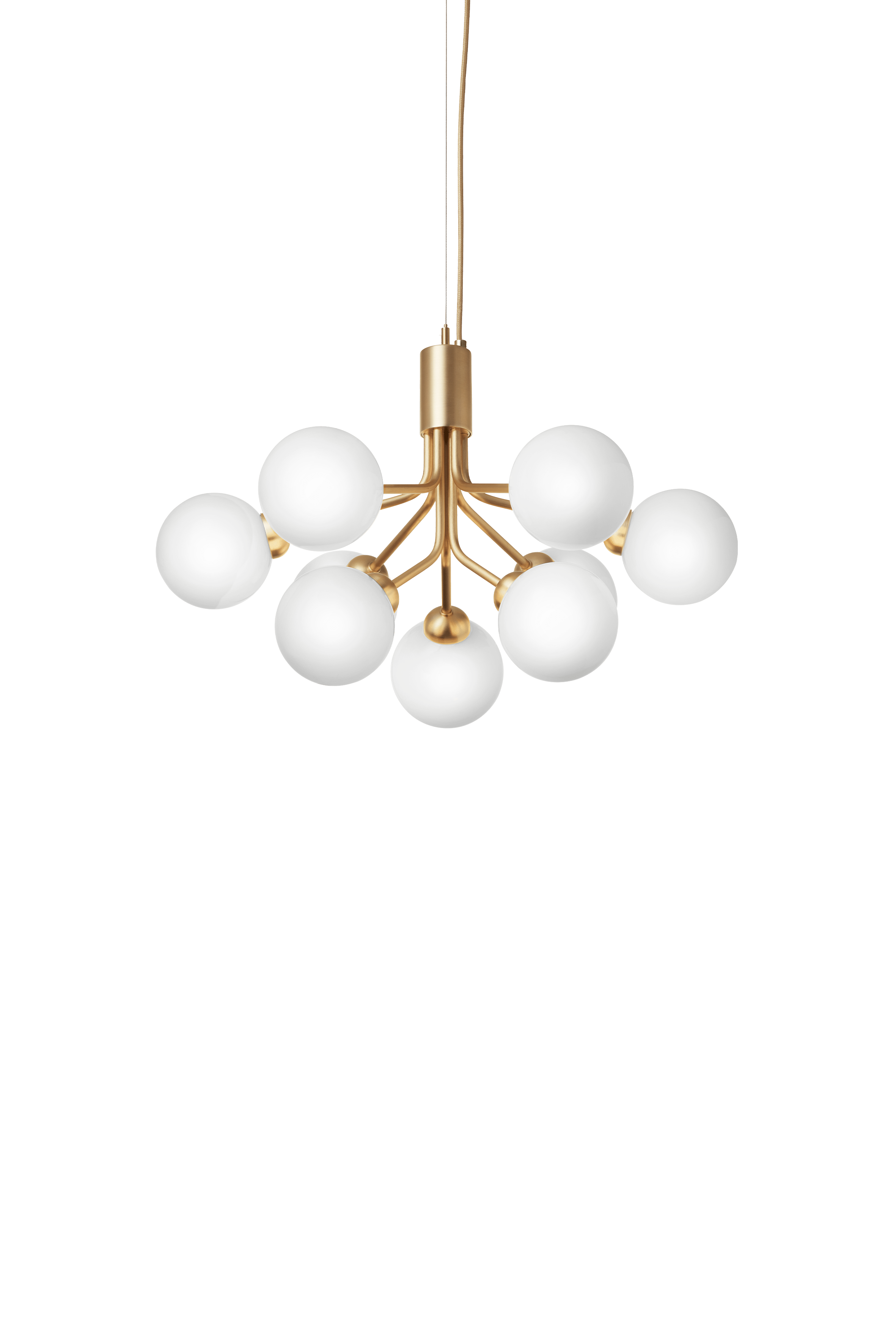 Hanglamp APIALES 9 messing met opaalglas