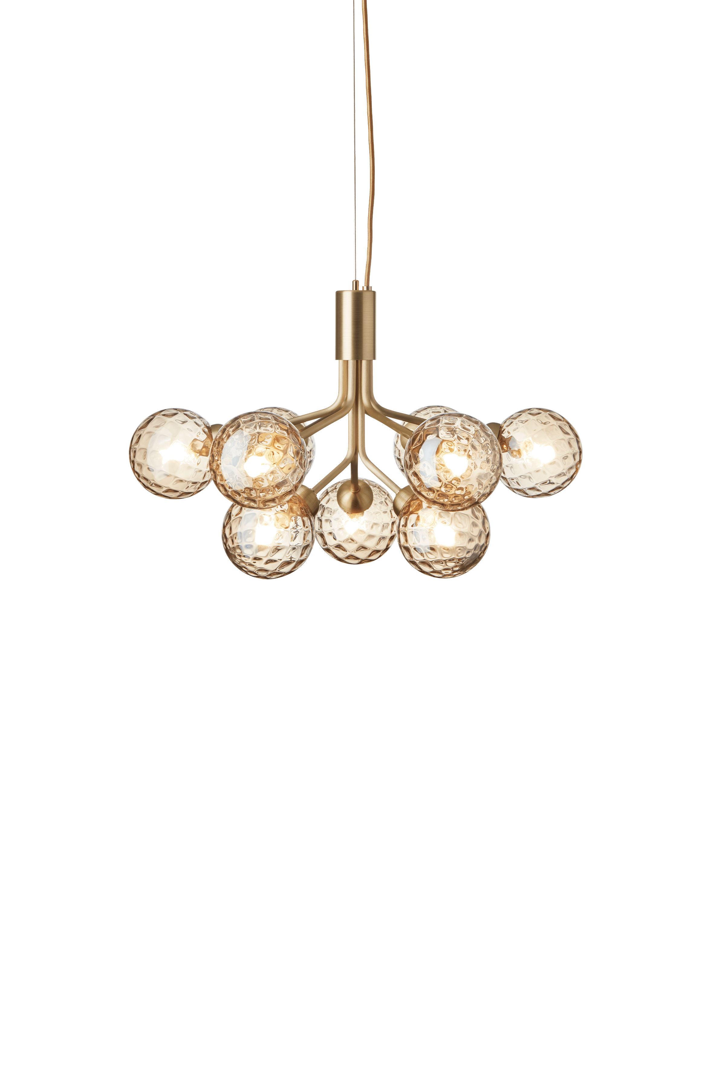 Hanglamp APIALES 9 messing met gouden glas