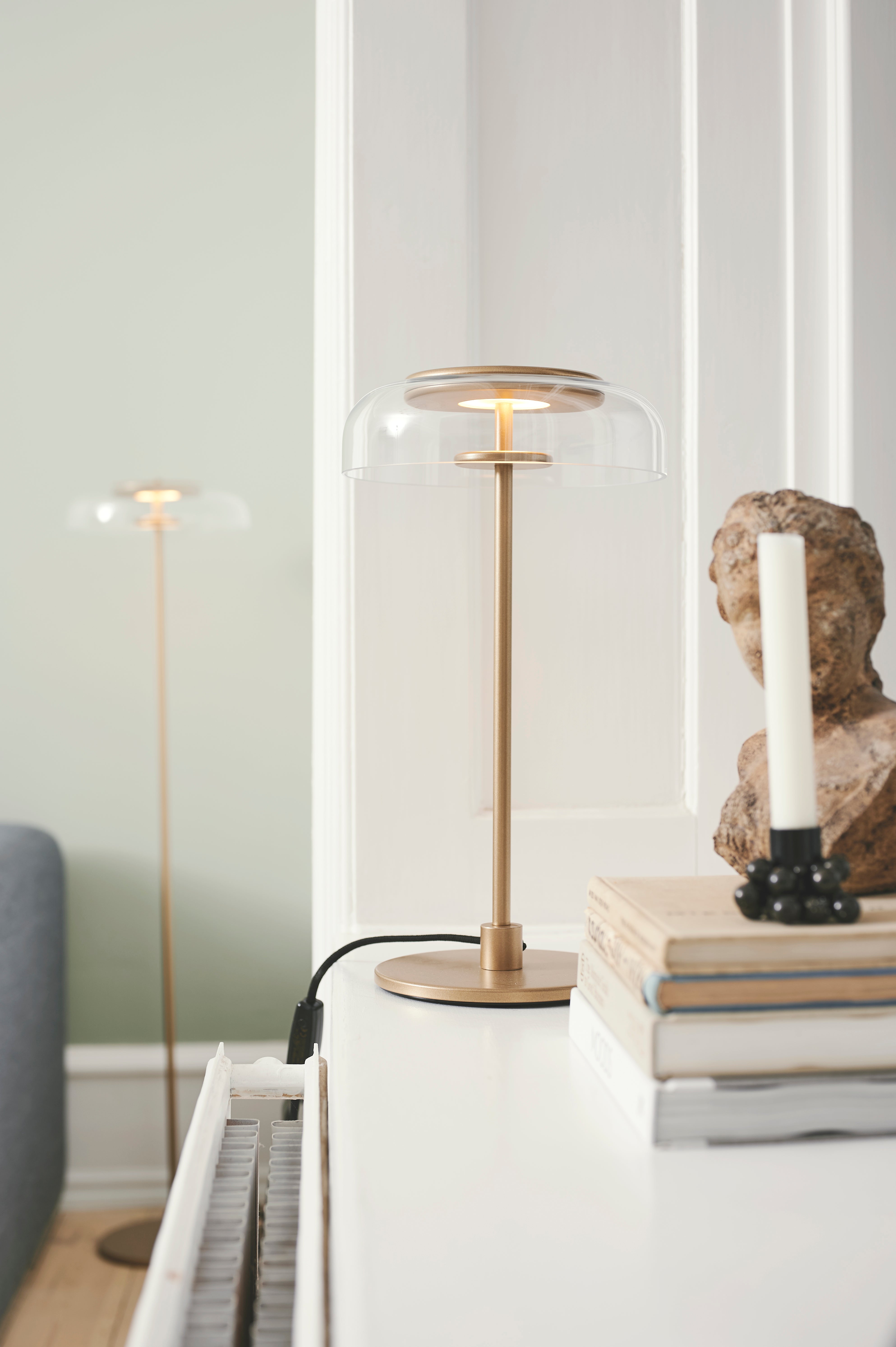 Tafellamp BLOSSI goud met transparant glas