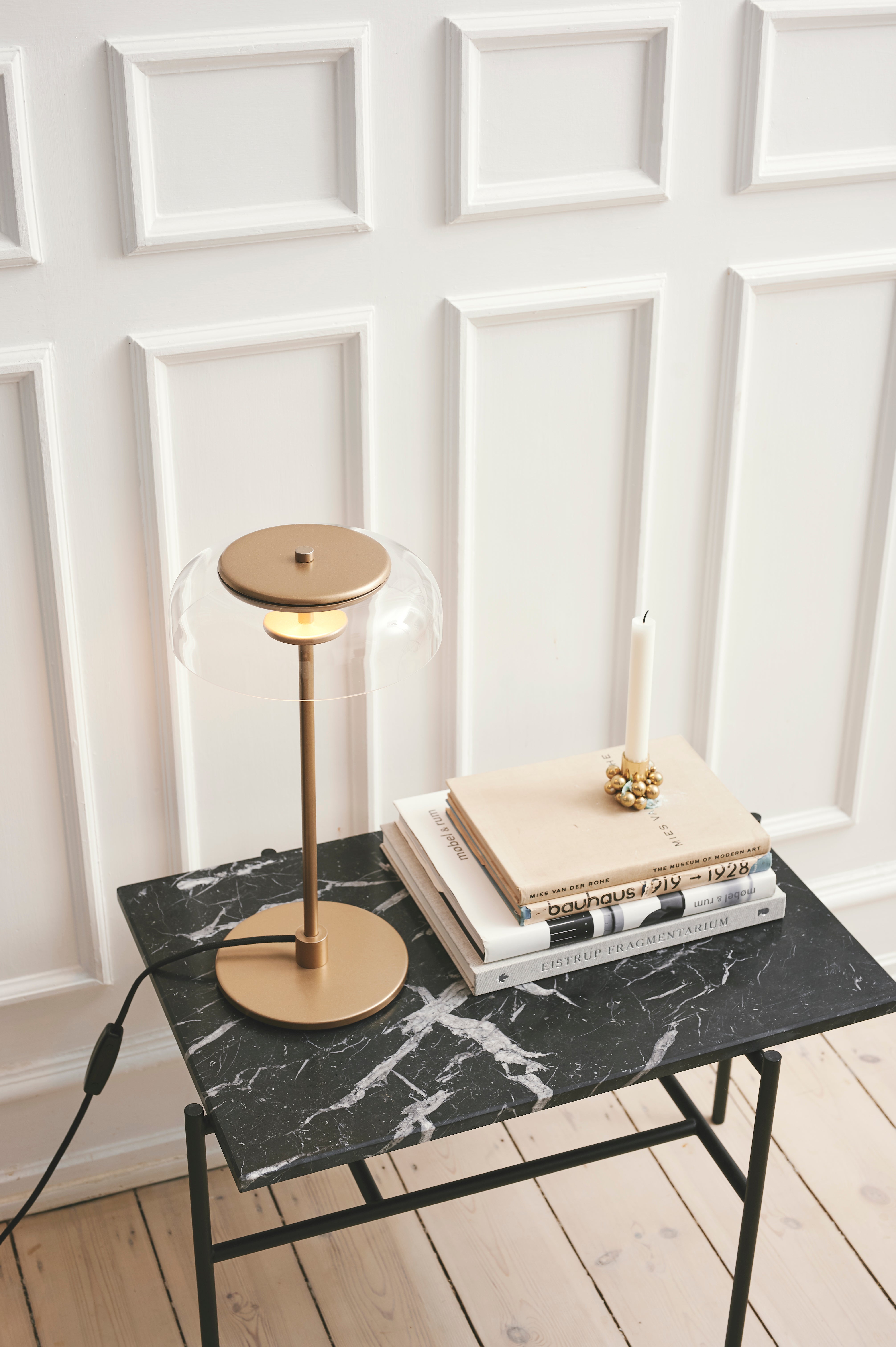 Tafellamp BLOSSI goud met transparant glas