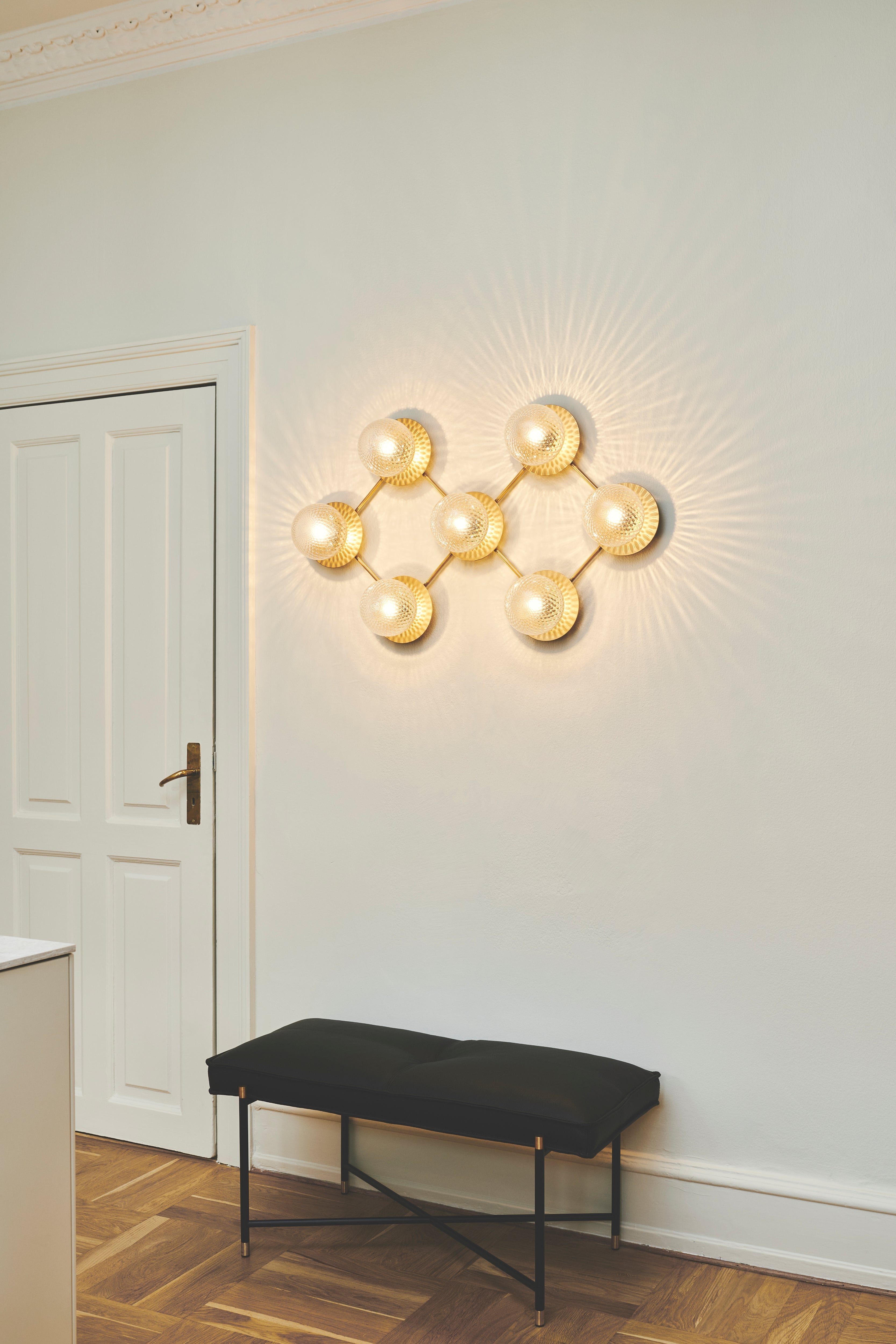 Wandlamp LIILA 7 goud met transparant glas