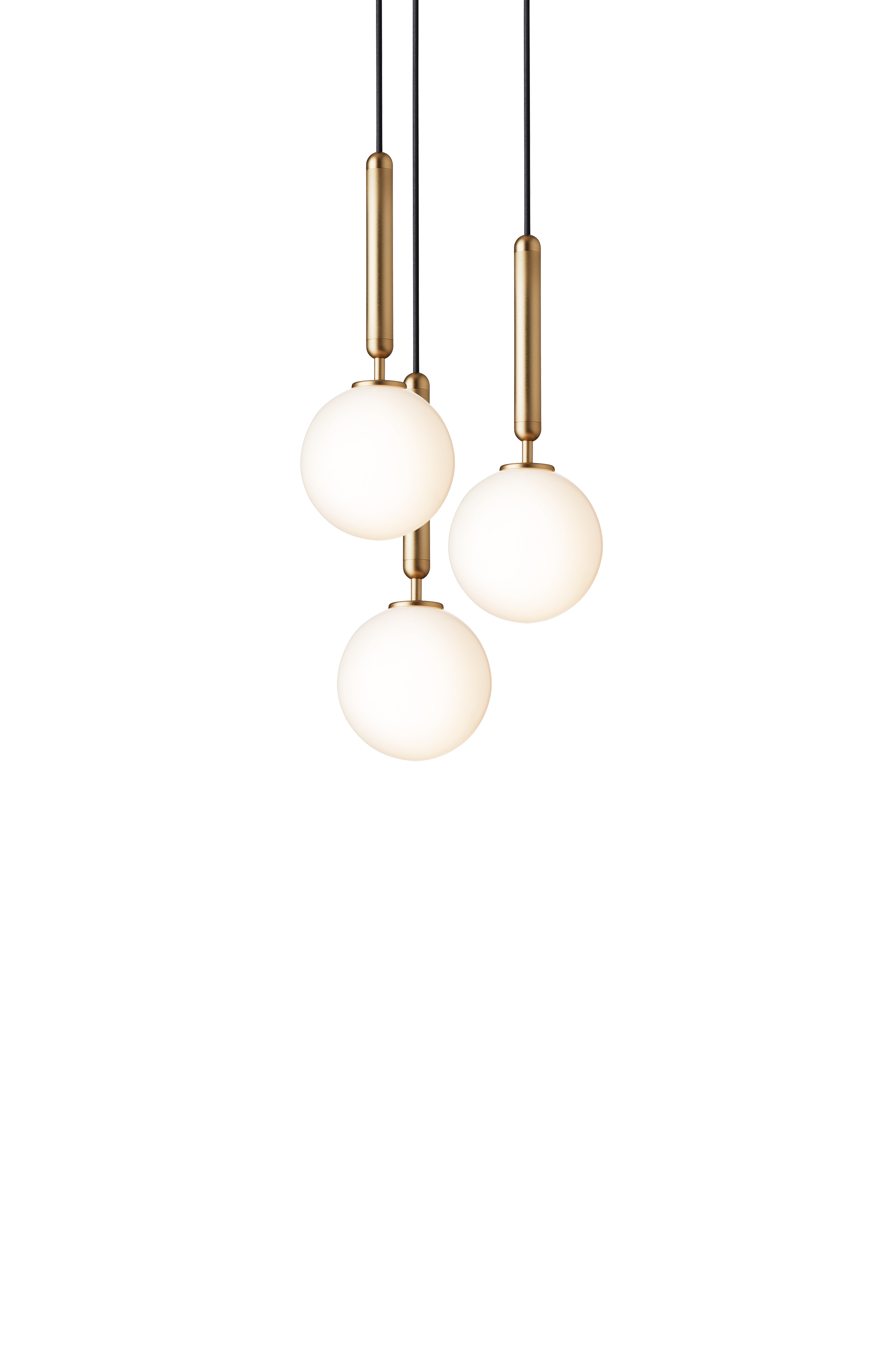 Hanglamp MIIRA 3 messing met opaalglas