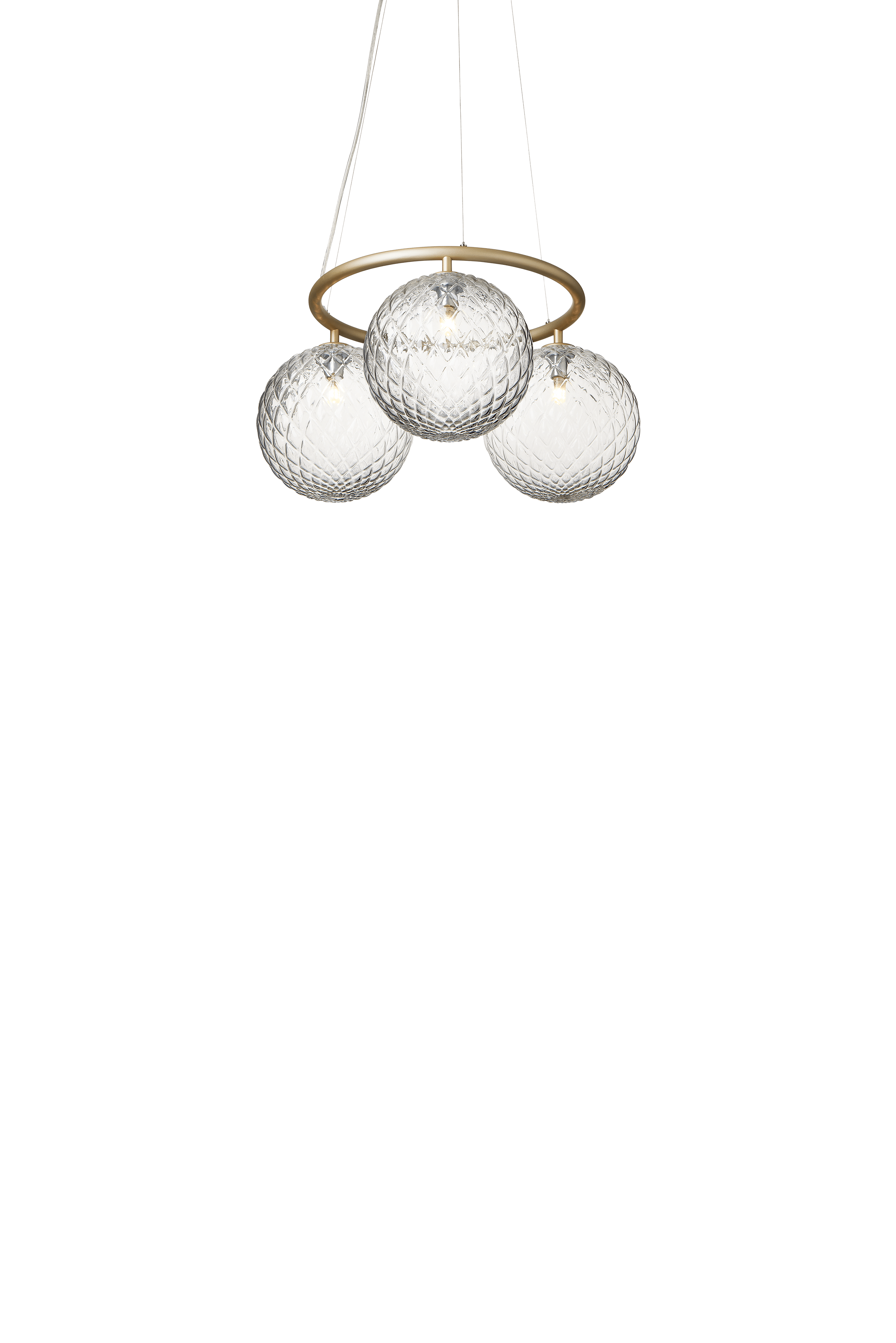 Pendelleuchte MIIRA 3 CIRCULAR aus Messing mit transparentem Glas