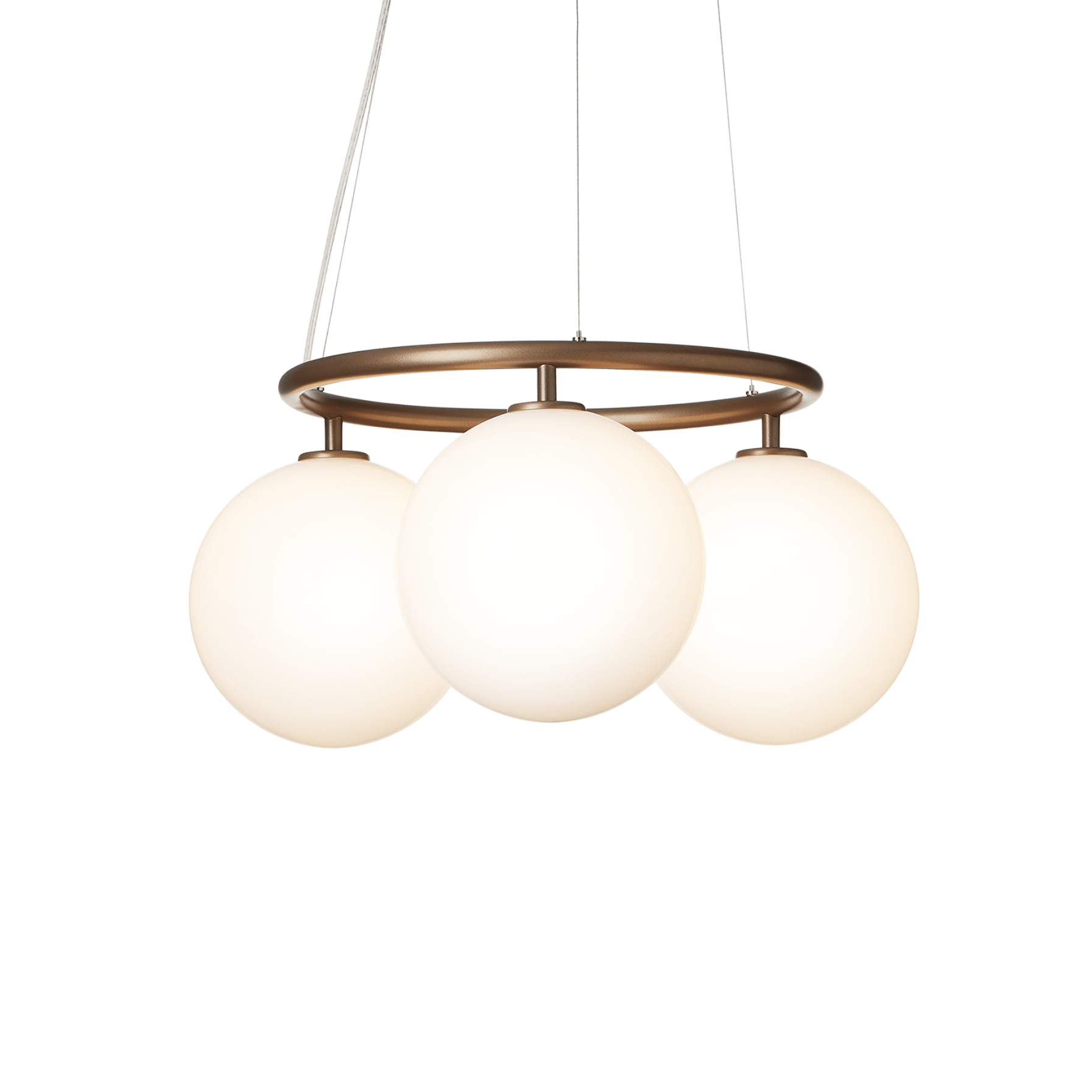 Hanglamp MIIRA 3 CIRCULAR donkerbruin met opaalglas