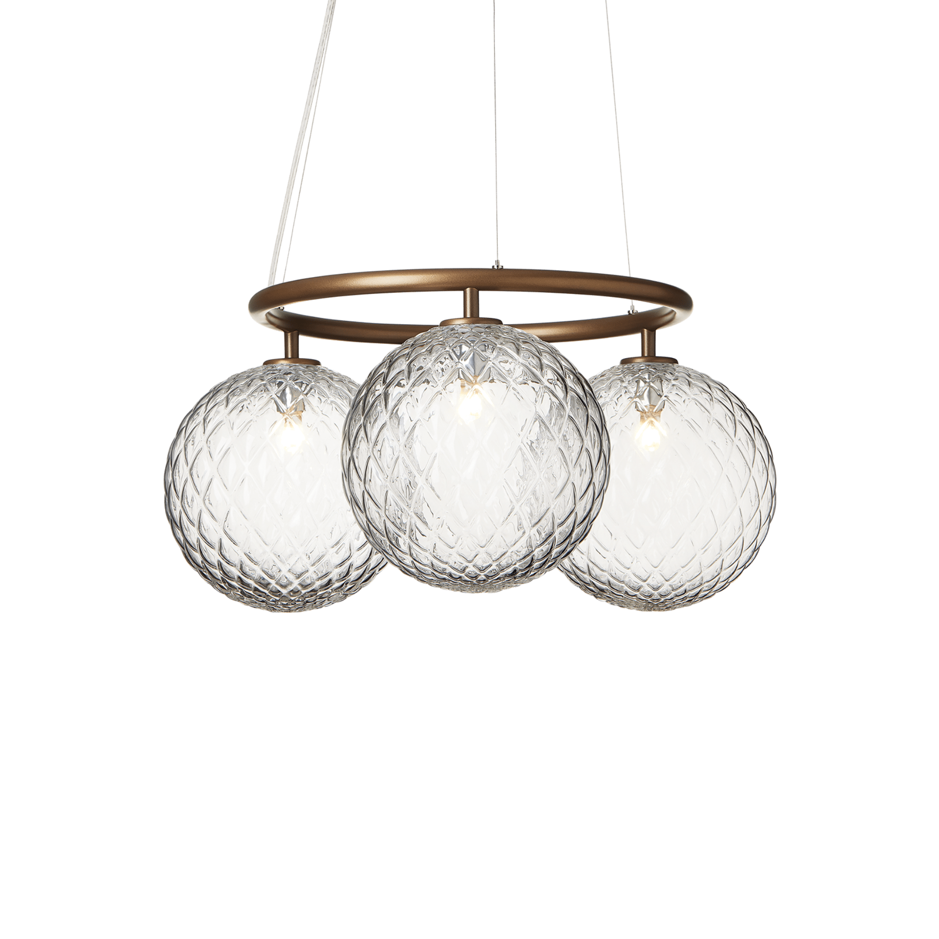 Hanglamp MIIRA 3 CIRCULAR donkerbruin met transparant glas