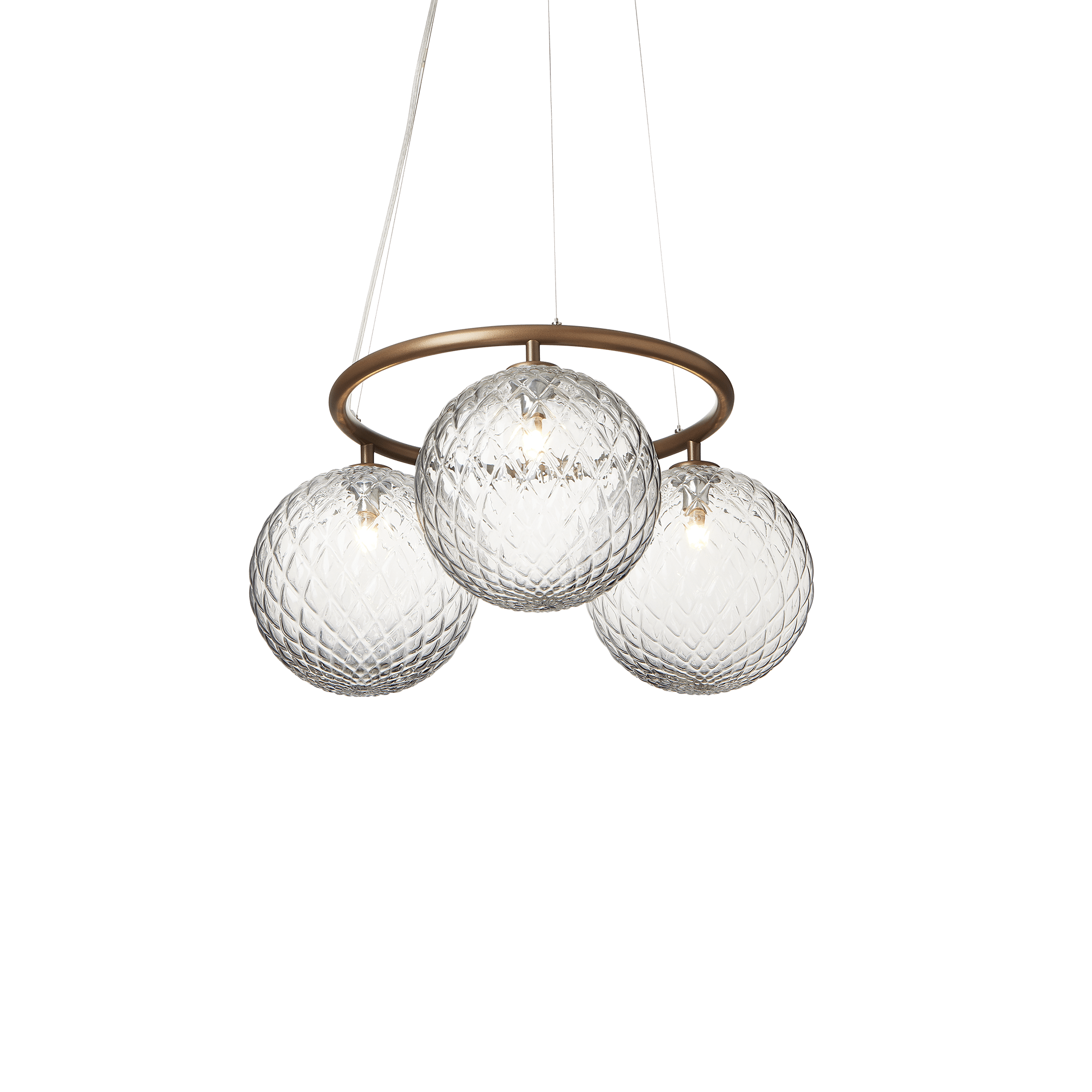Hanglamp MIIRA 3 CIRCULAR donkerbruin met transparant glas