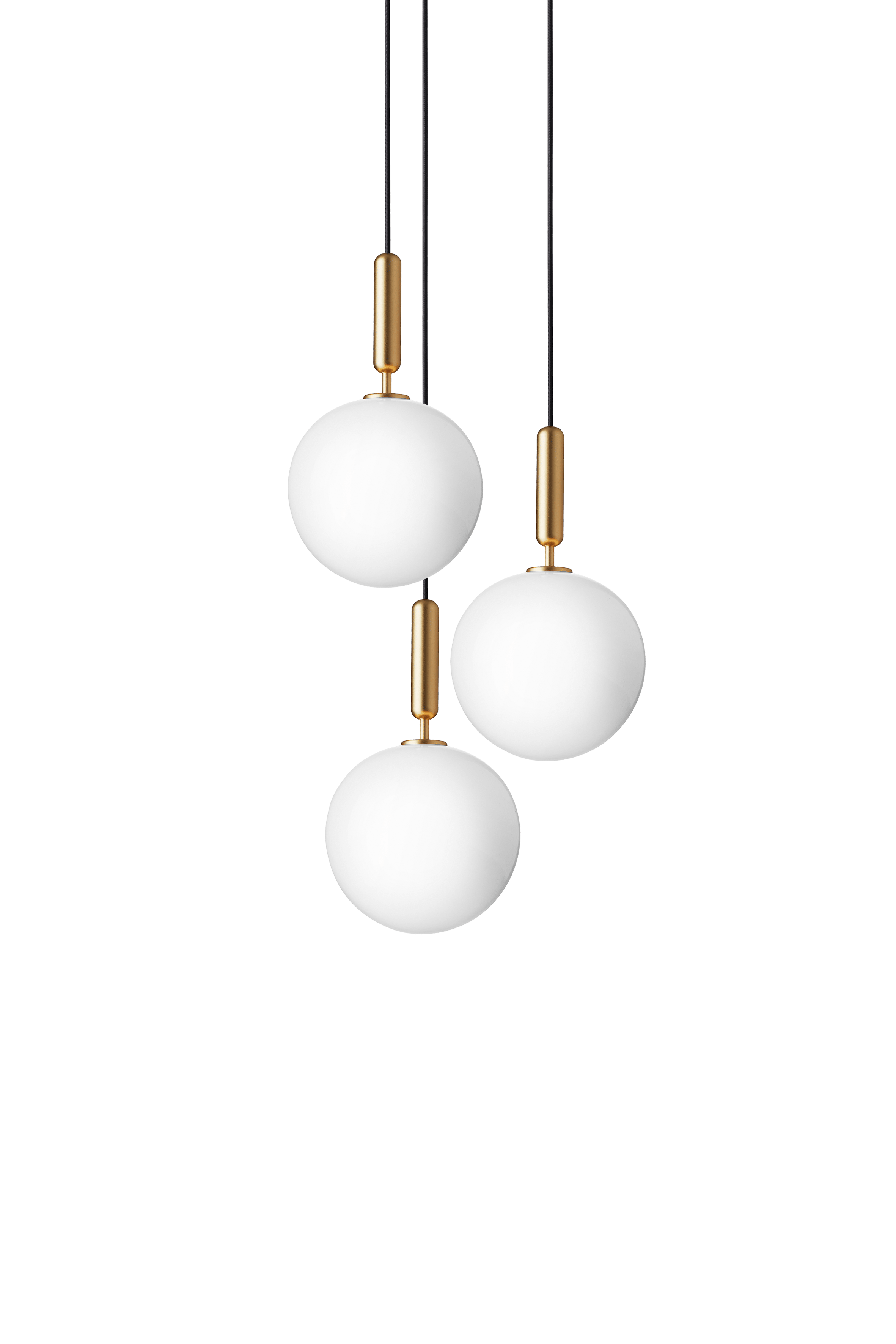 Hanglamp MIIRA 3 messing met opaalglas