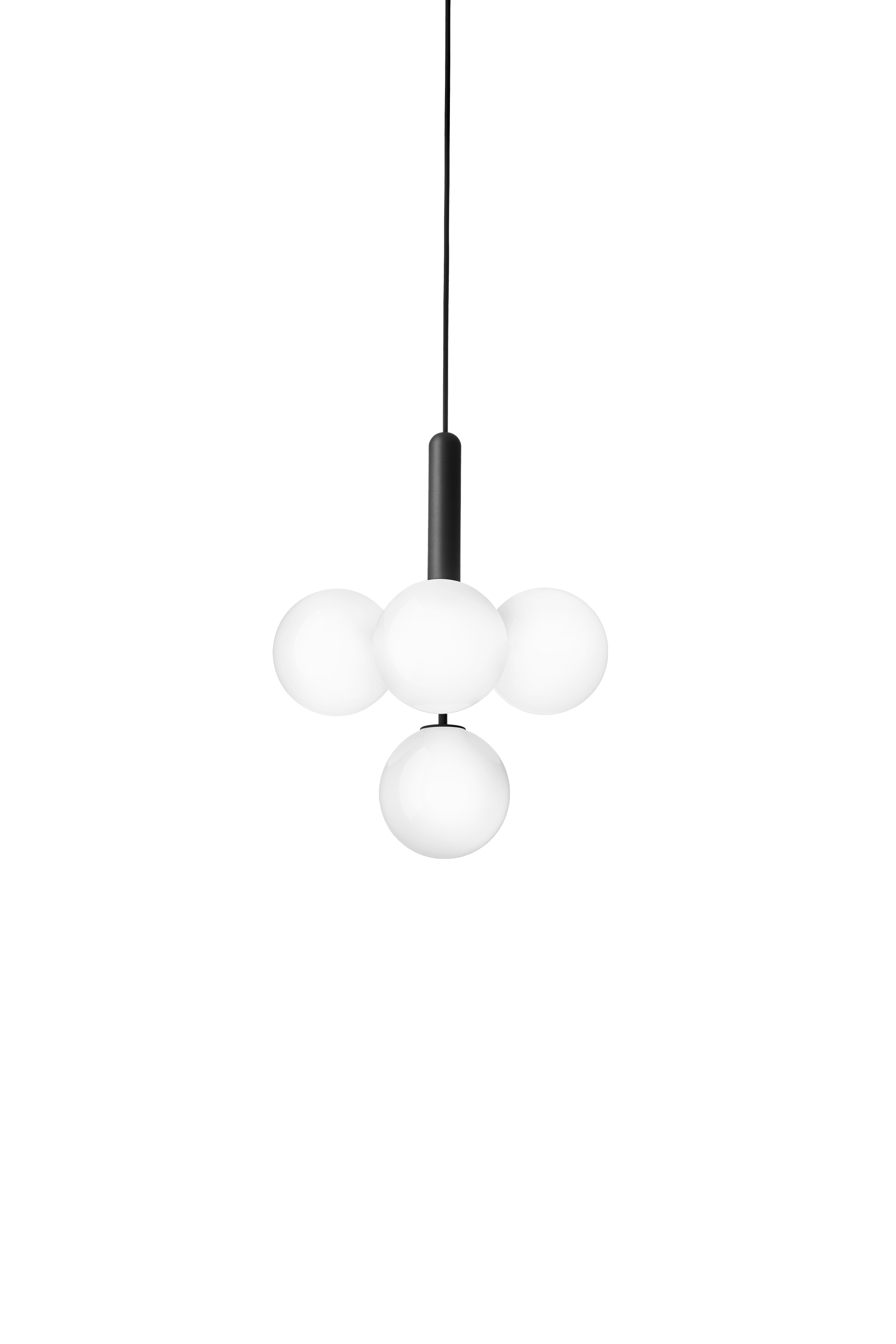 Pendelleuchte MIIRA 4 graphit mit opalem Glas