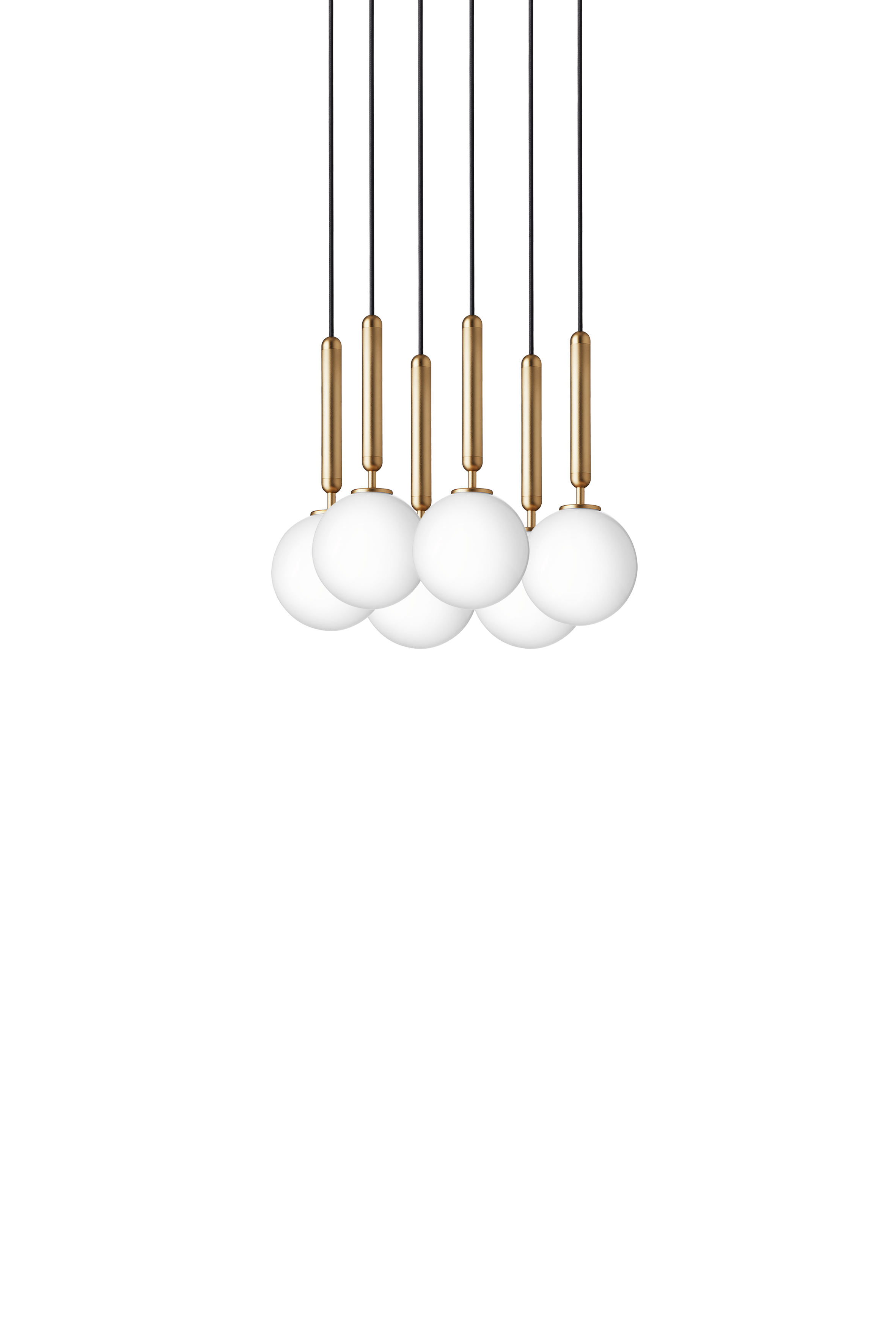 Lampa wisząca MIIRA 6 mosiężny z opalowym szkłem – Nuura