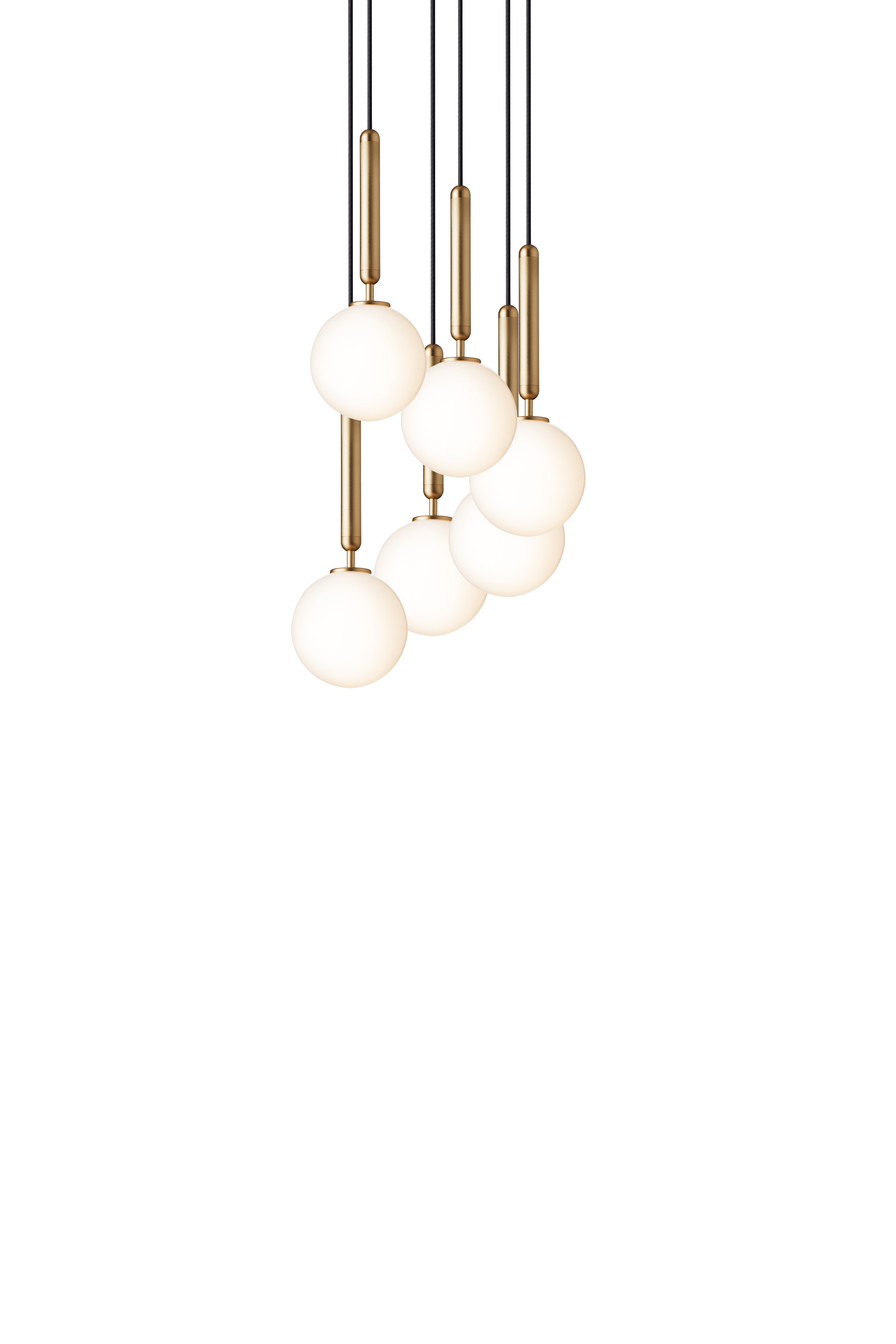 Lampa wisząca MIIRA 6 mosiężny z opalowym szkłem – Nuura