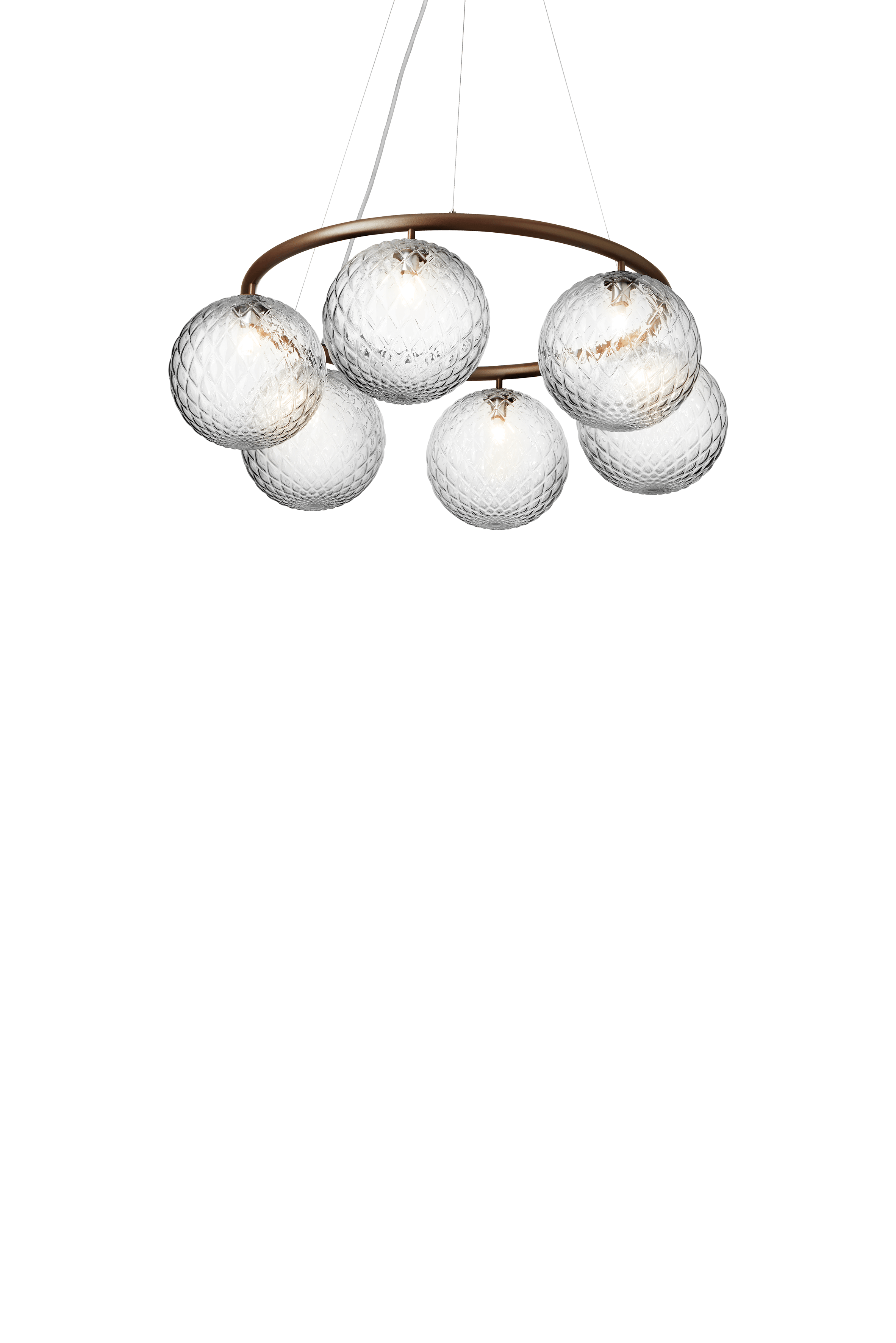 Pendelleuchte MIIRA 6 CIRCULAR dunkelbraun mit transparentem Glas