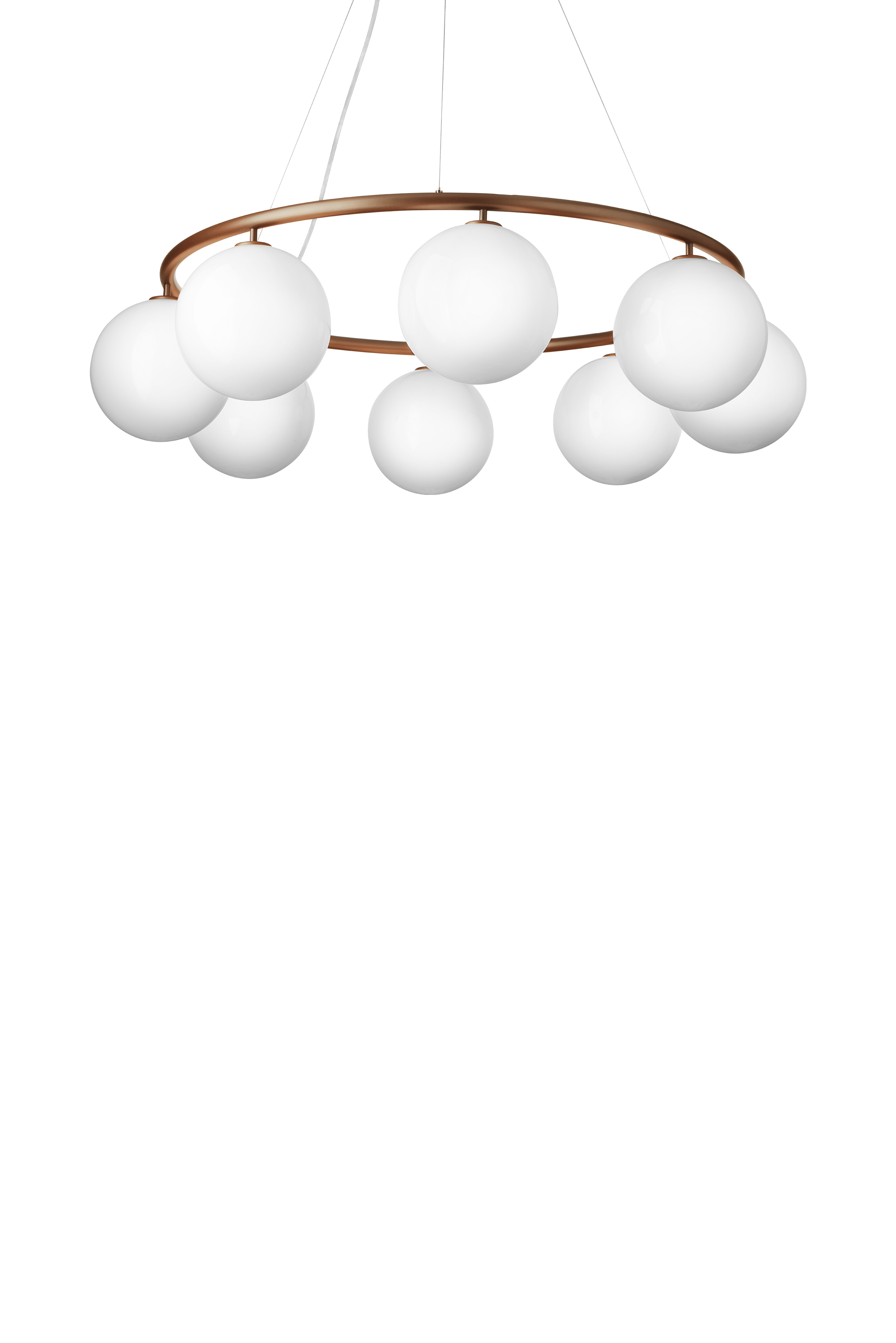 Pendelleuchte MIIRA 8 CIRCULAR dunkelbraun mit opalem Glas