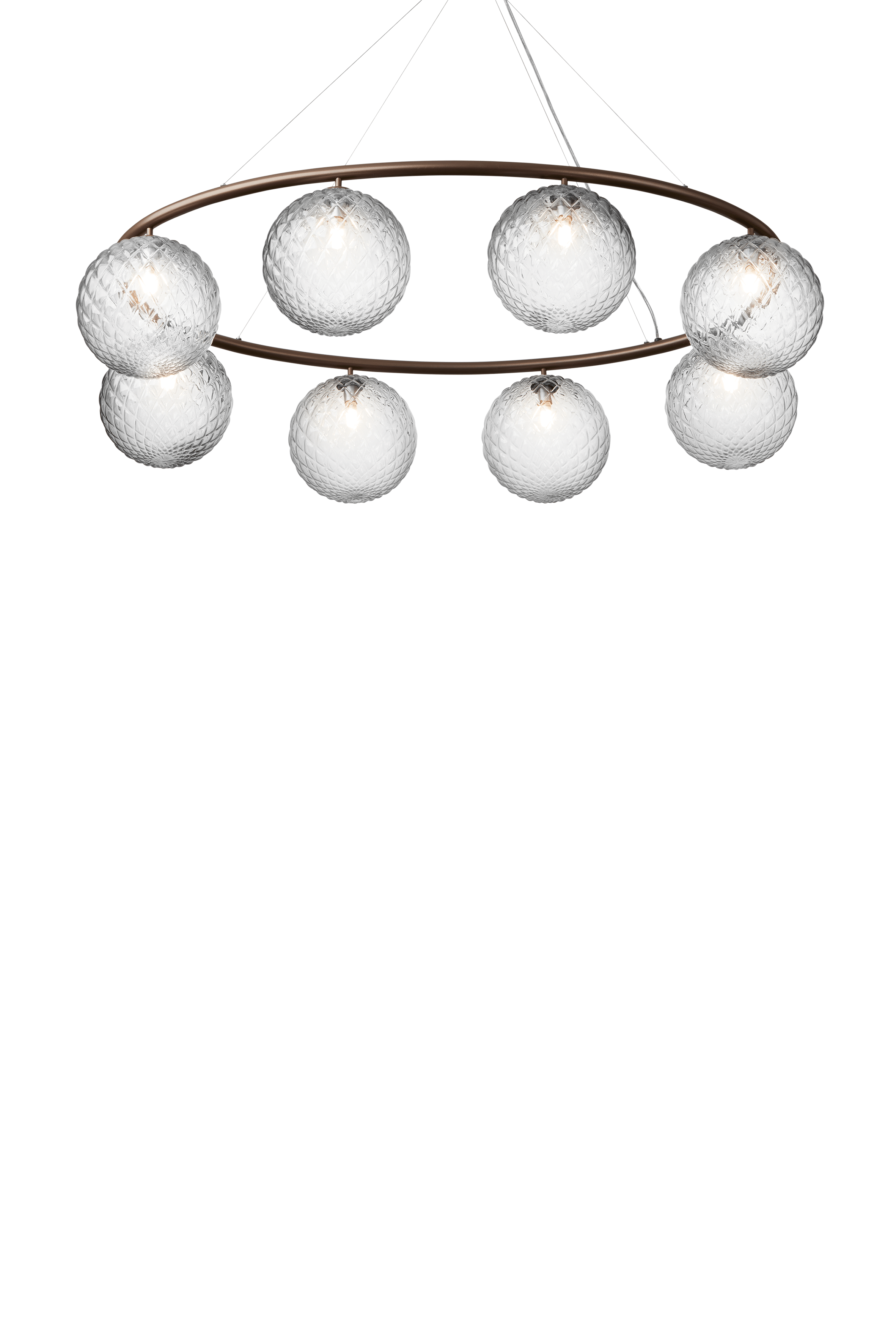 Pendelleuchte MIIRA 8 OVAL dunkelbraun mit transparentem Glas