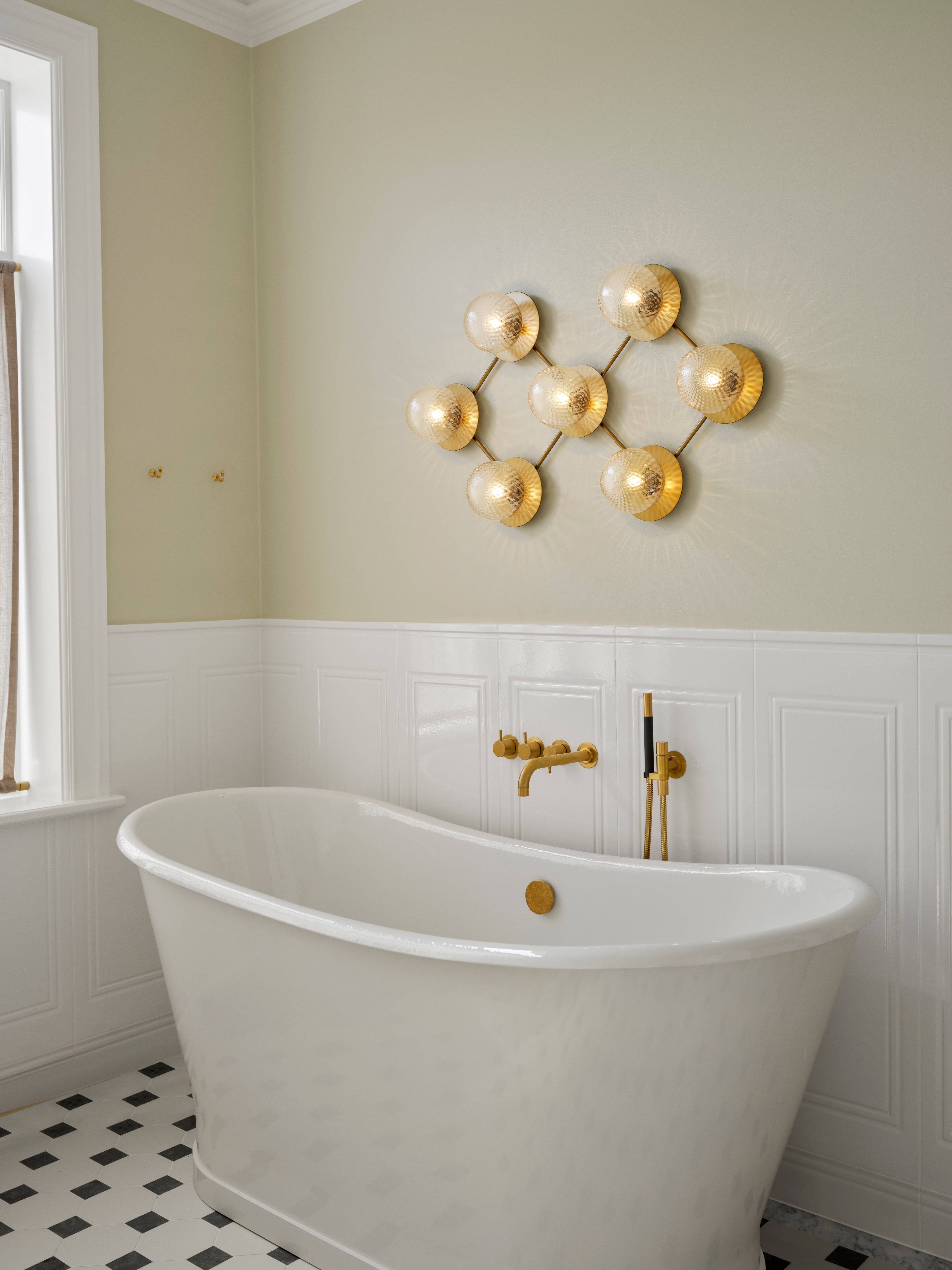 Wandlamp LIILA 7 goud met transparant glas