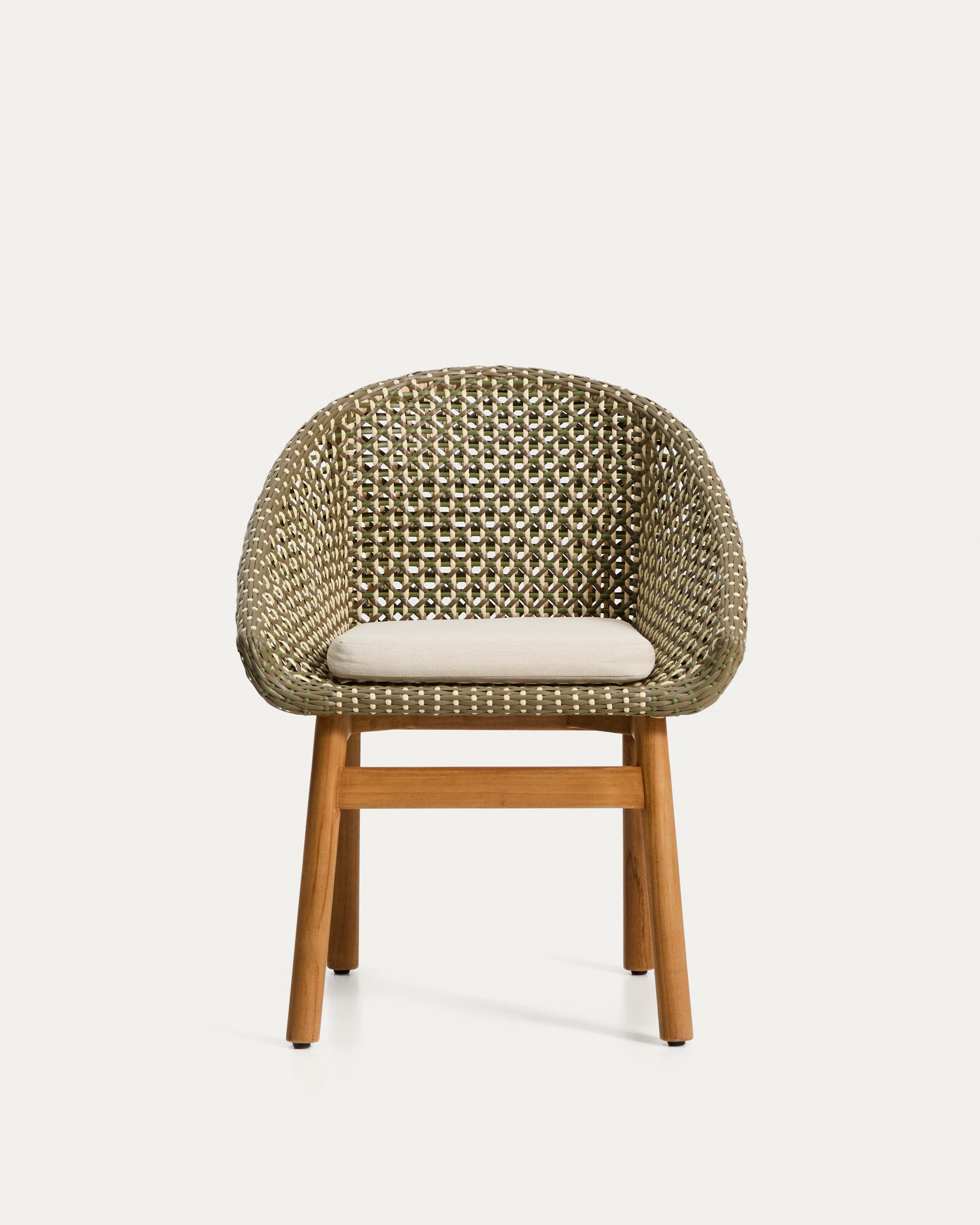 Gartenstuhl OLBIA aus synthetischem Rattan und Teakholz