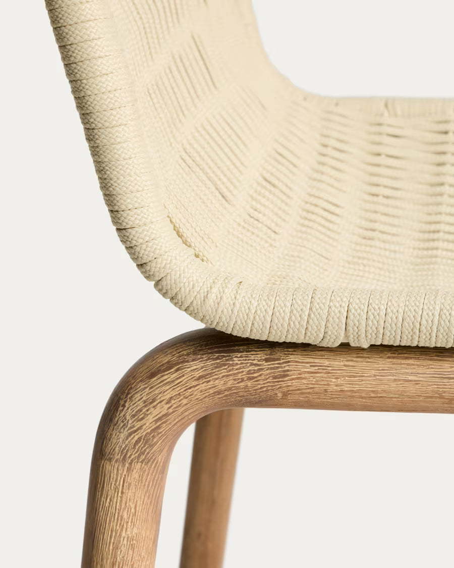 ALIPA Outdoor Bar Chair Beige with Acacia Wood