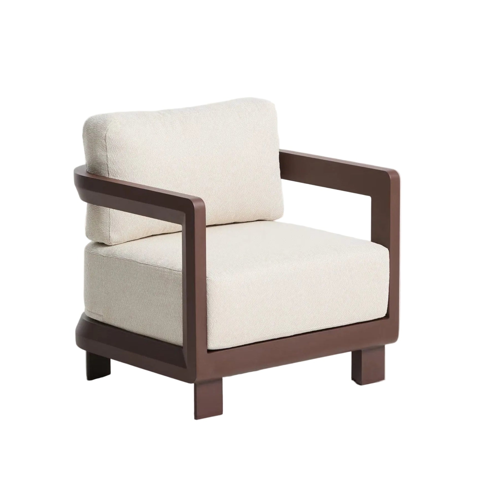 Tuinfauteuil NERANO beige met een bruine basis