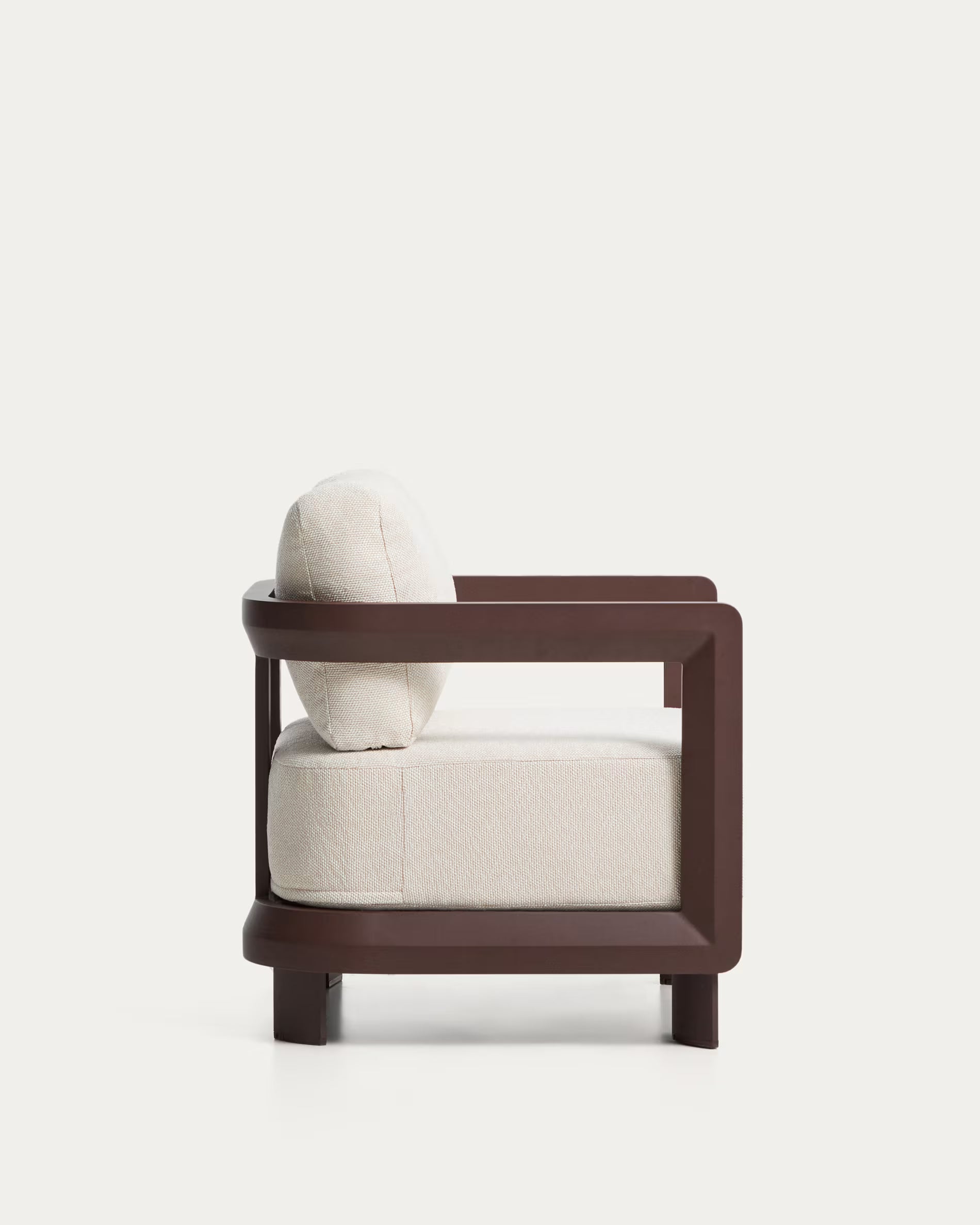 Tuinfauteuil NERANO beige met een bruine basis