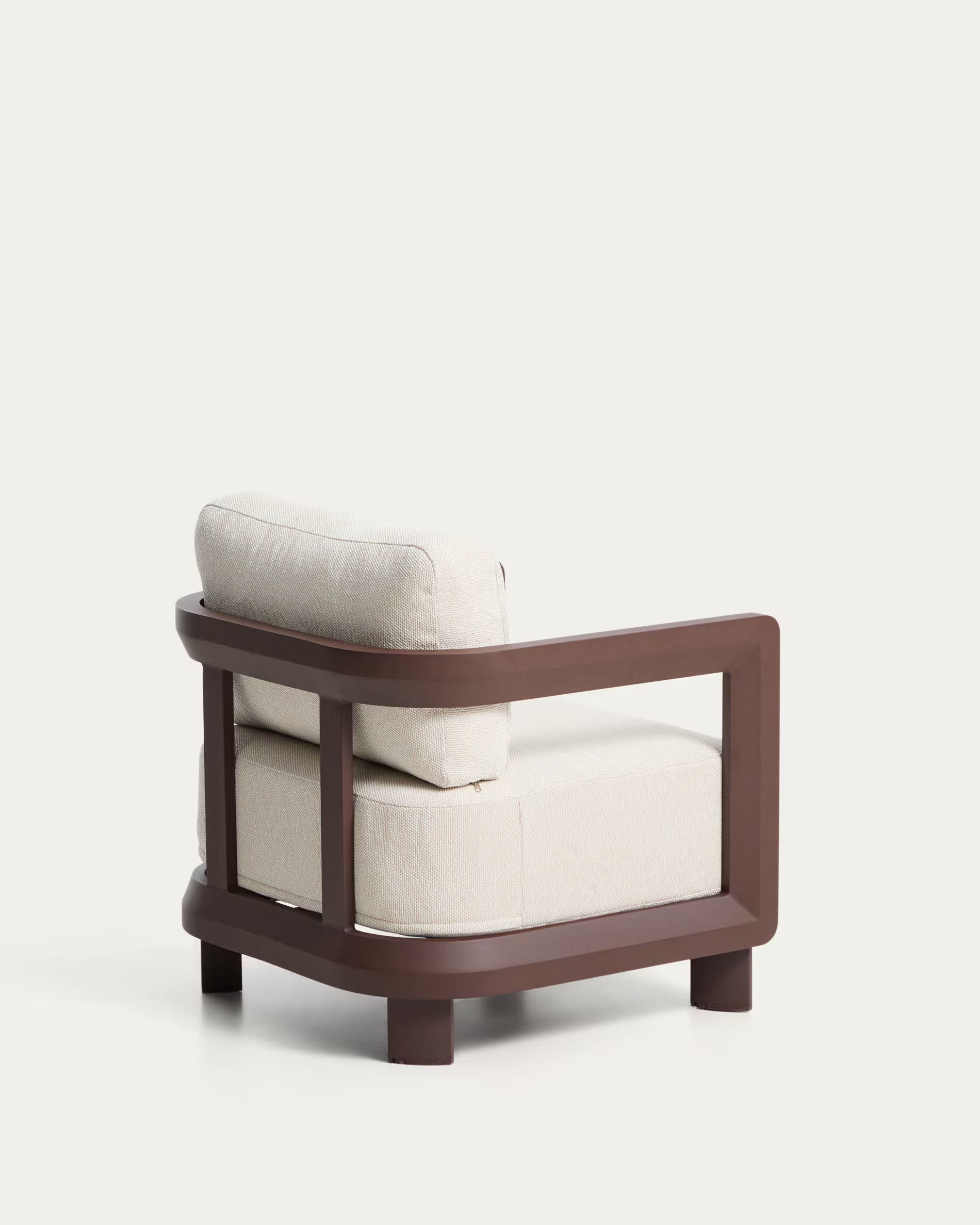 Tuinfauteuil NERANO beige met een bruine basis