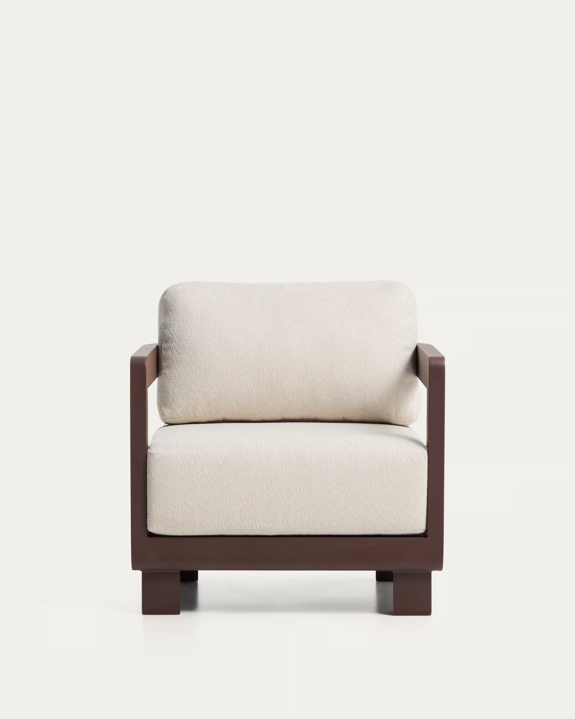 Tuinfauteuil NERANO beige met een bruine basis