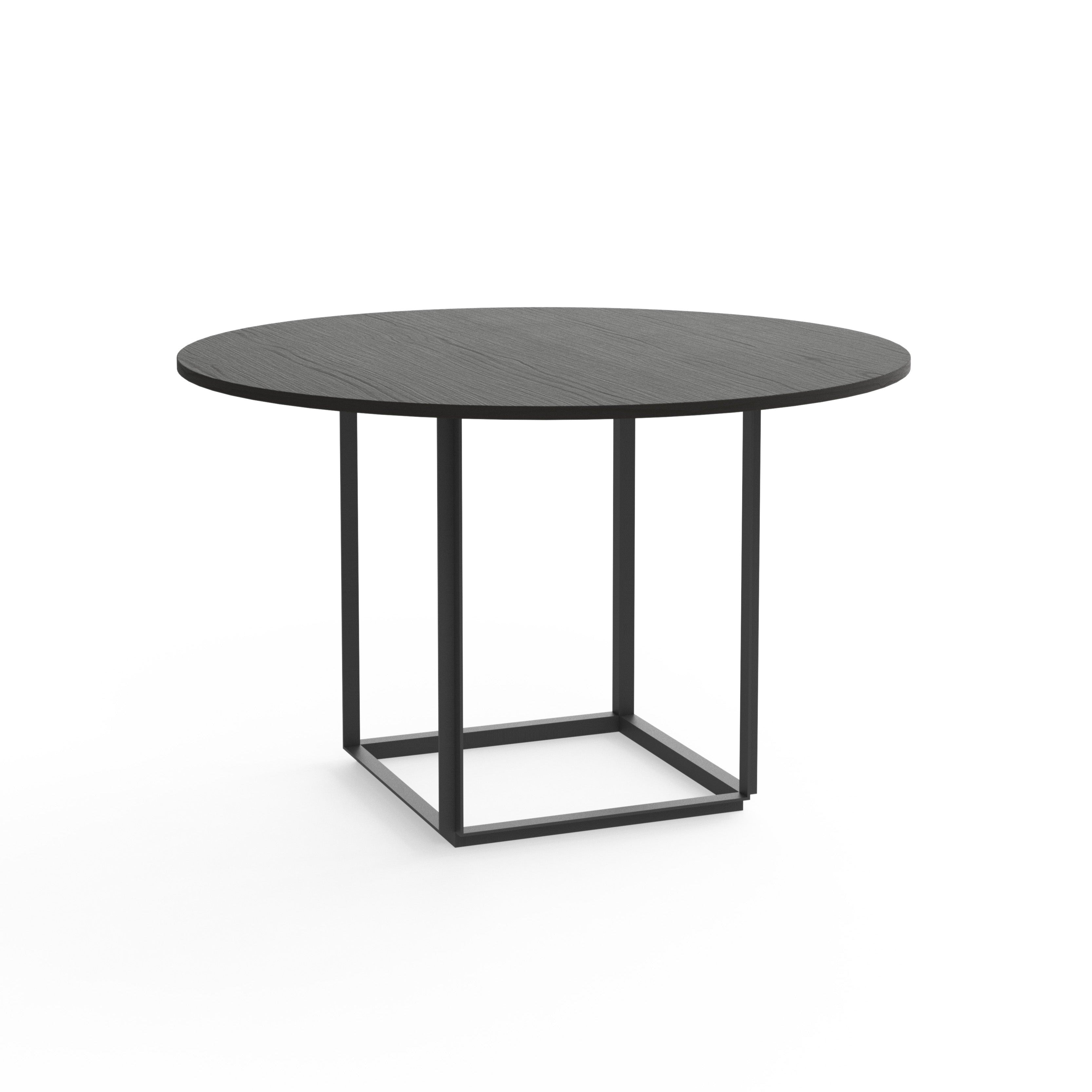 Ronde tafel FLORENCE zwart essenhoutfineer met zwarte voet