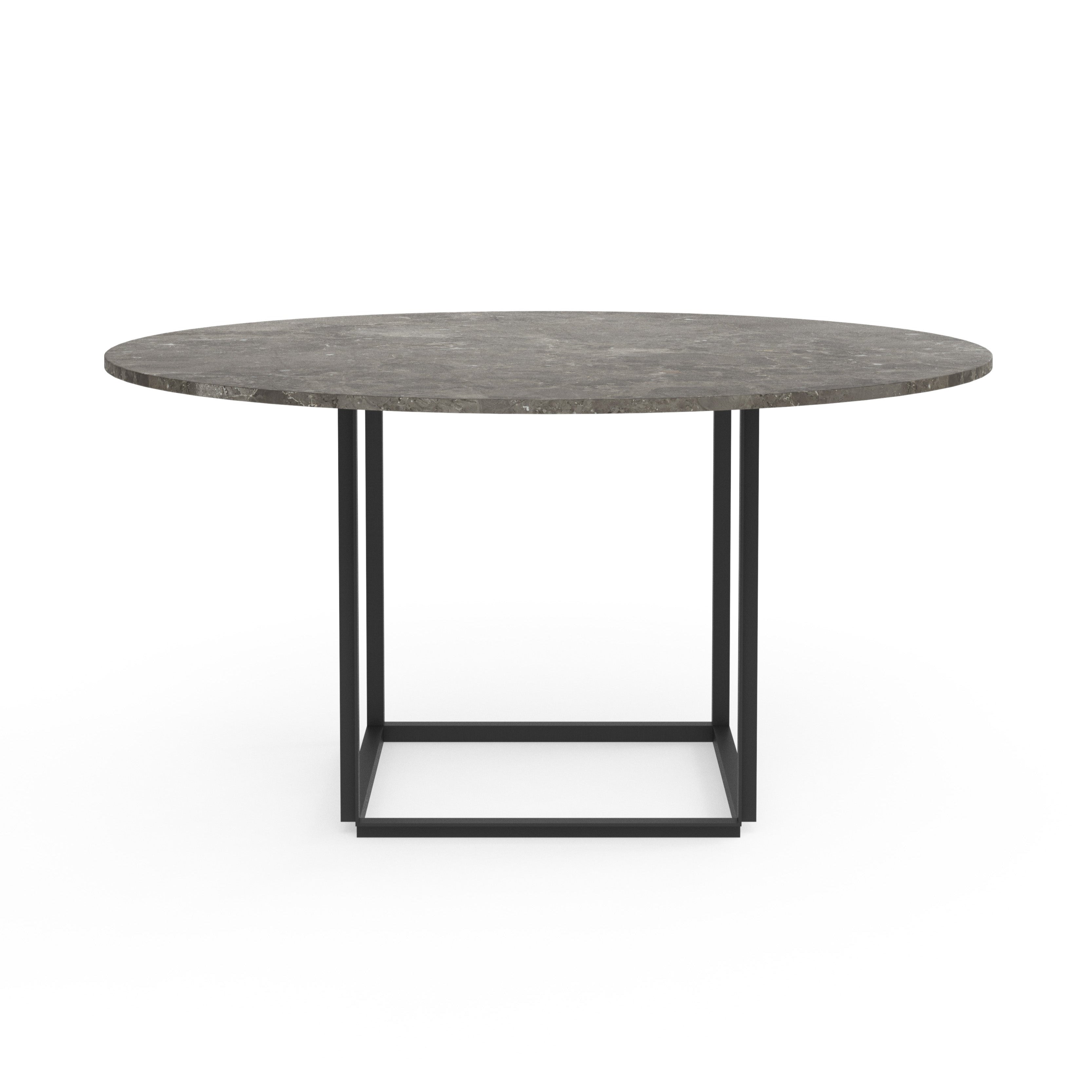 Ronde tafel FLORENCE van bruin marmer met zwarte voet