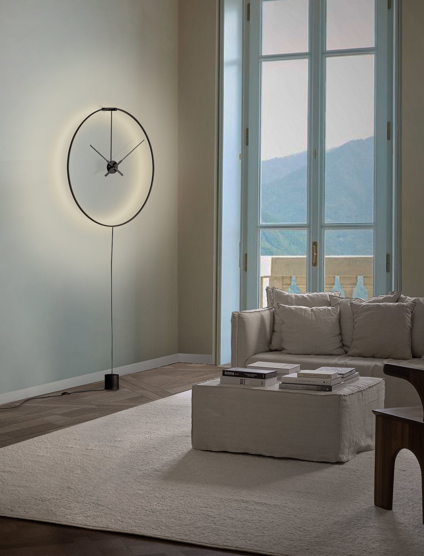 Beleuchtete Standuhr OMBRA schwarz