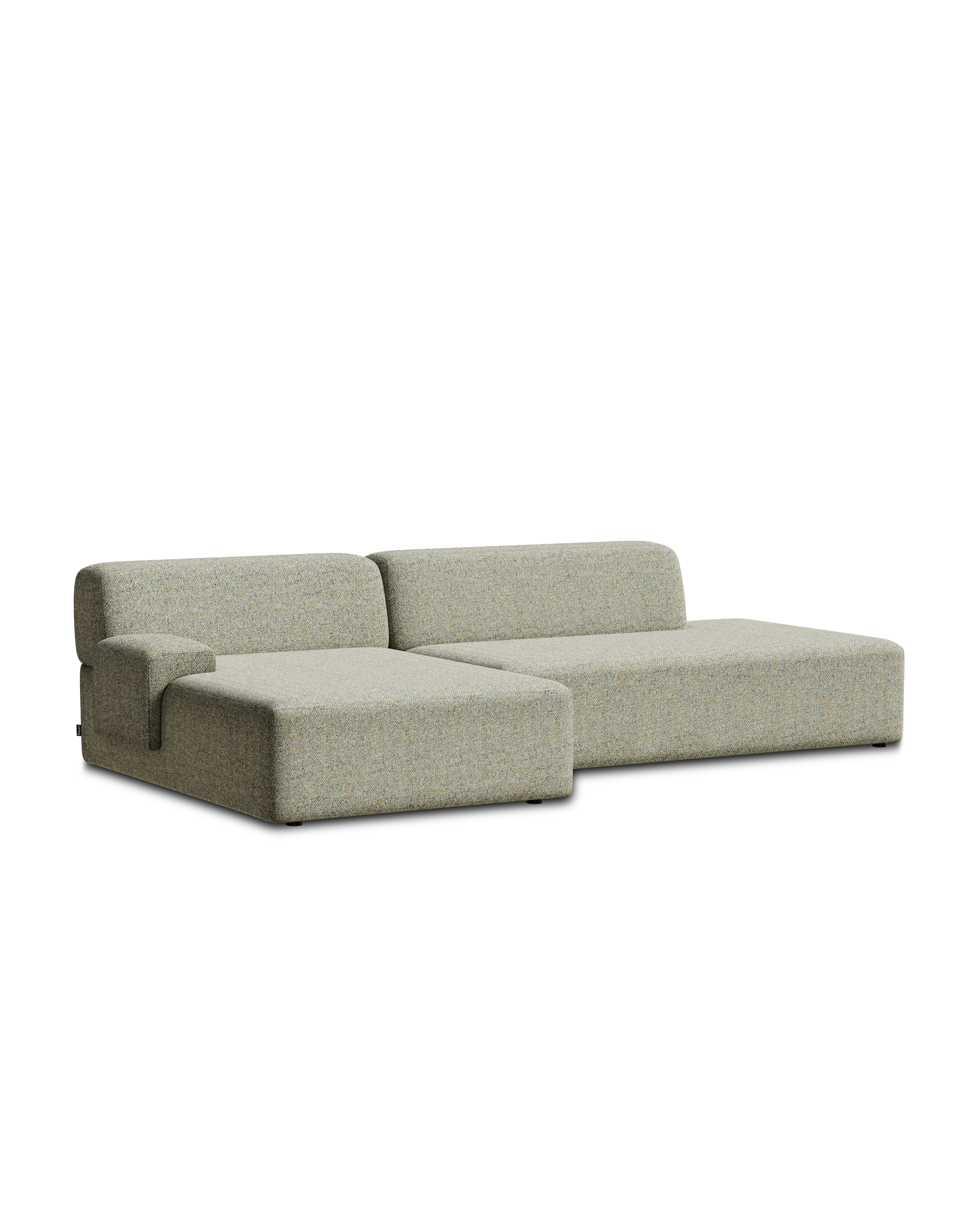 Open left-sided modular corner sofa UMI light green