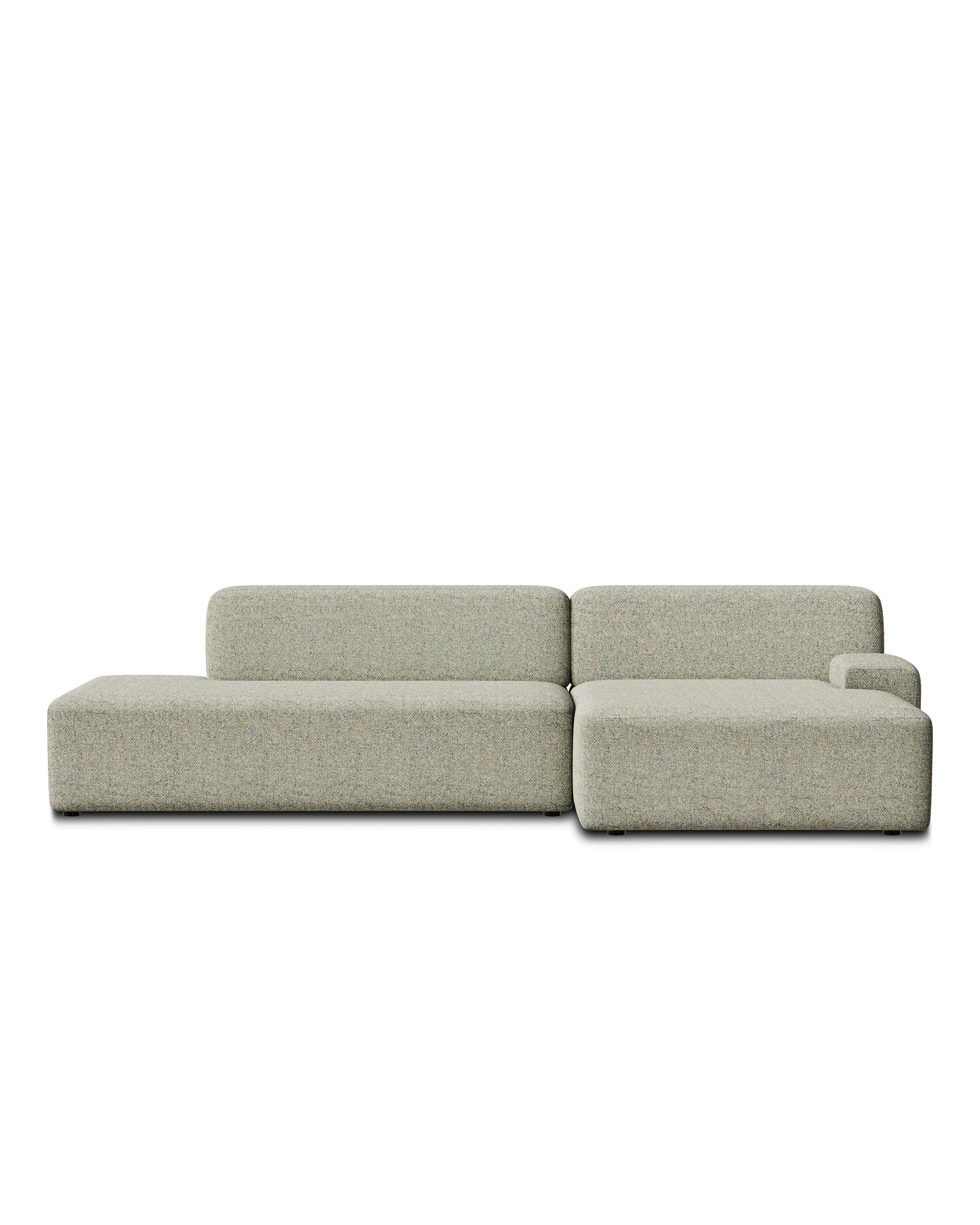 Open right-sided modular corner sofa UMI light green