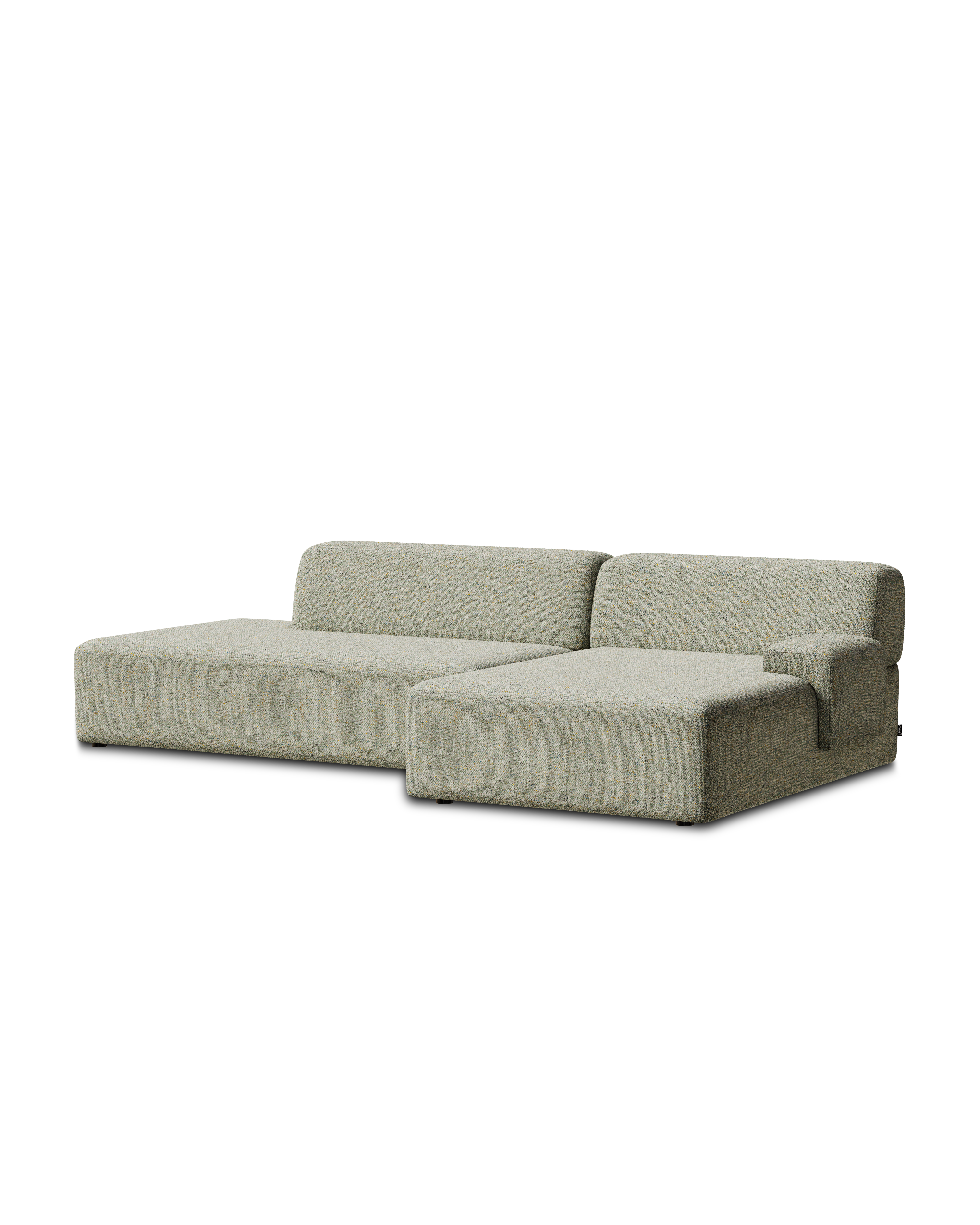 Open right-sided modular corner sofa UMI light green