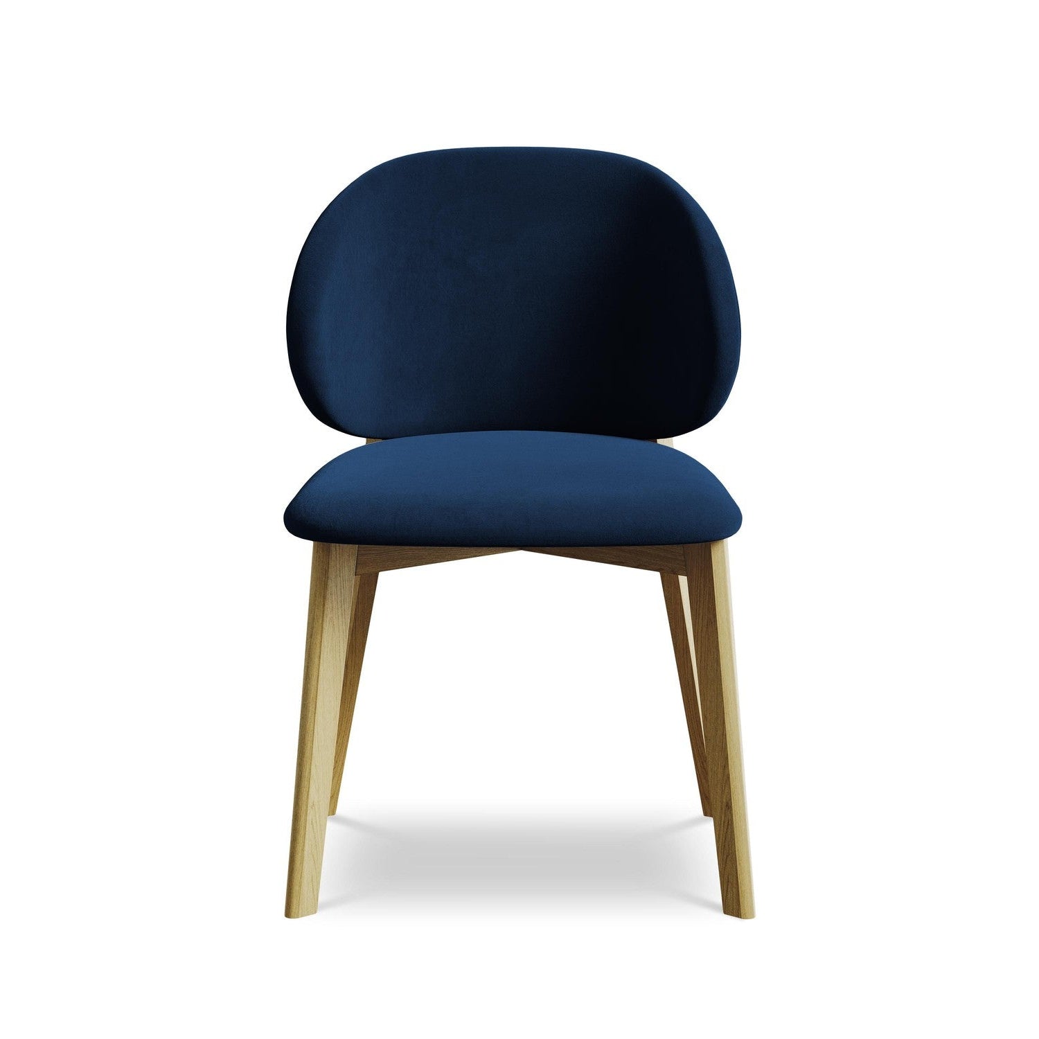 Fluwelen stoel PAHOA koninklijk blauw met beukenhouten basis