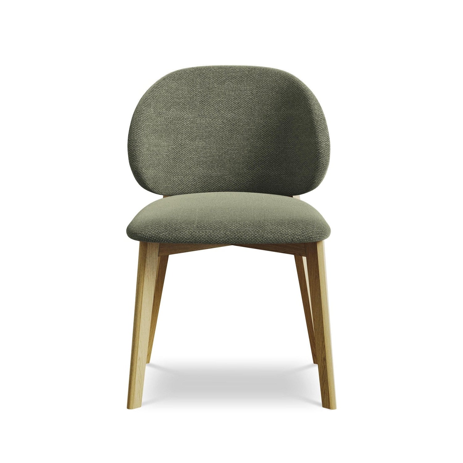 Stoel PAHOA olijfgroene boucle met beukenhouten basis