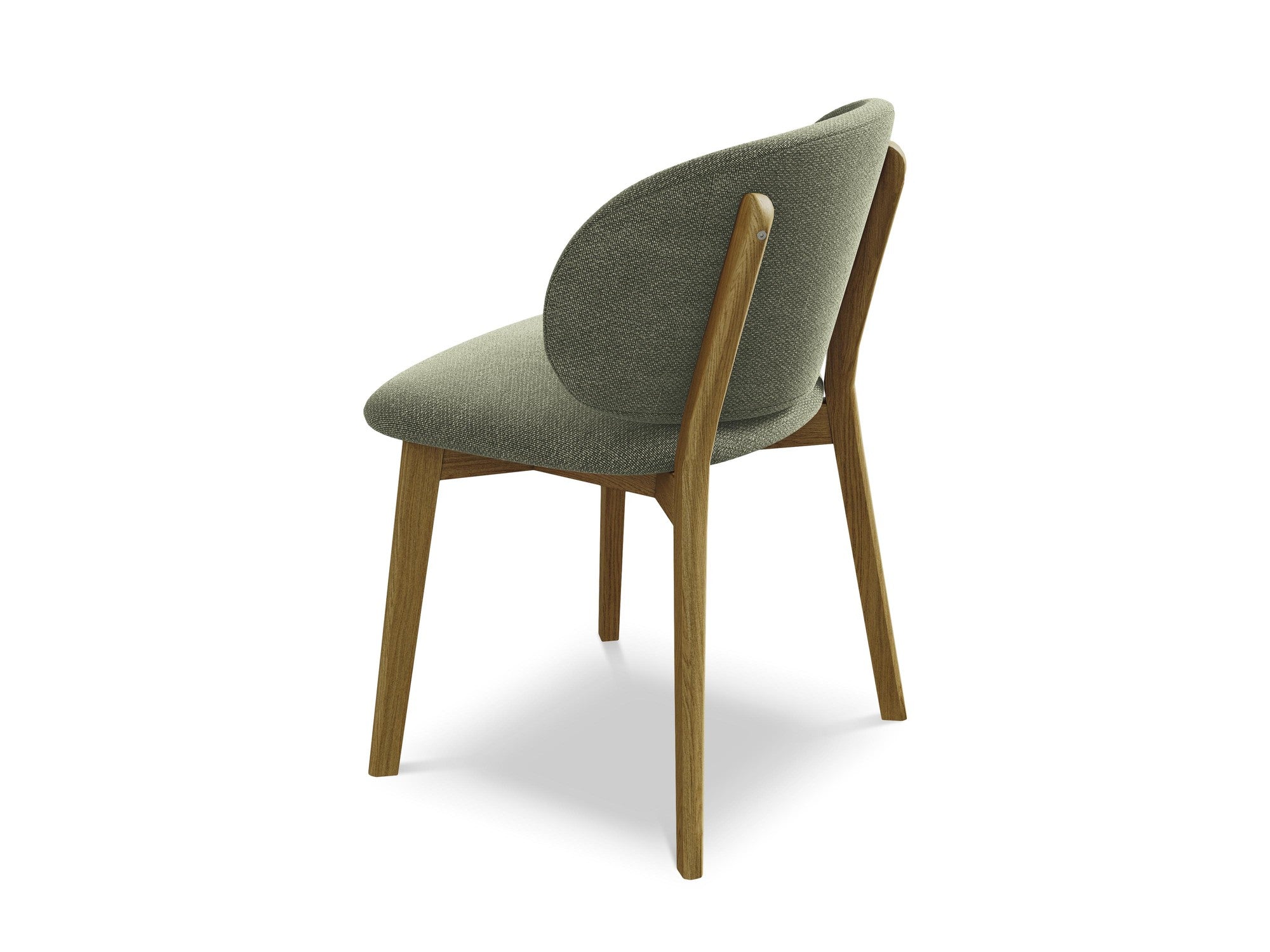 Stoel PAHOA olijfgroene boucle met beukenhouten basis