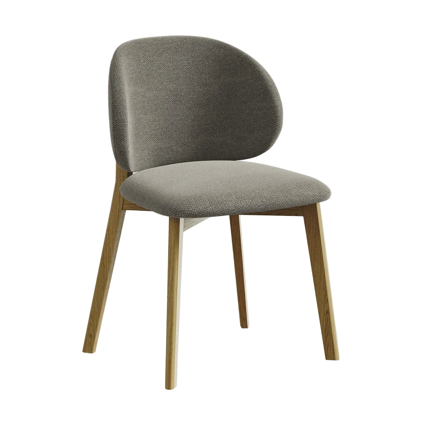 Stoel PAHOA grijze boucle met beuken basis