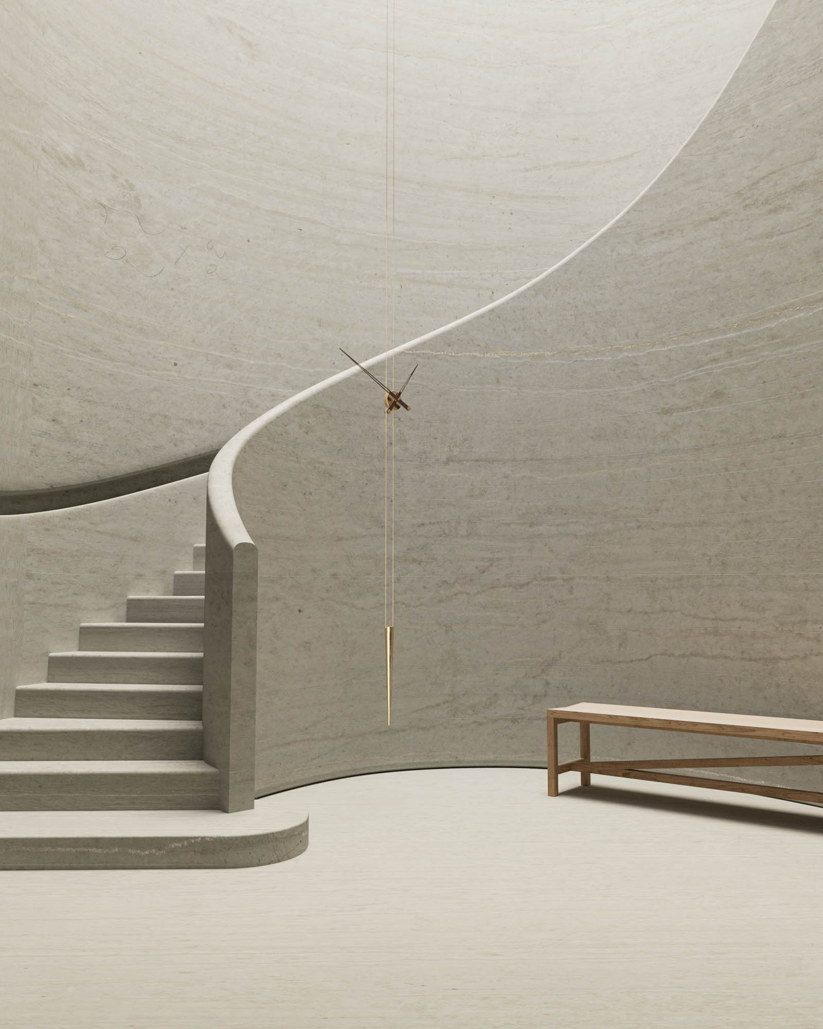 Wanduhr PENDULO aus Nussbaumholz mit Messing