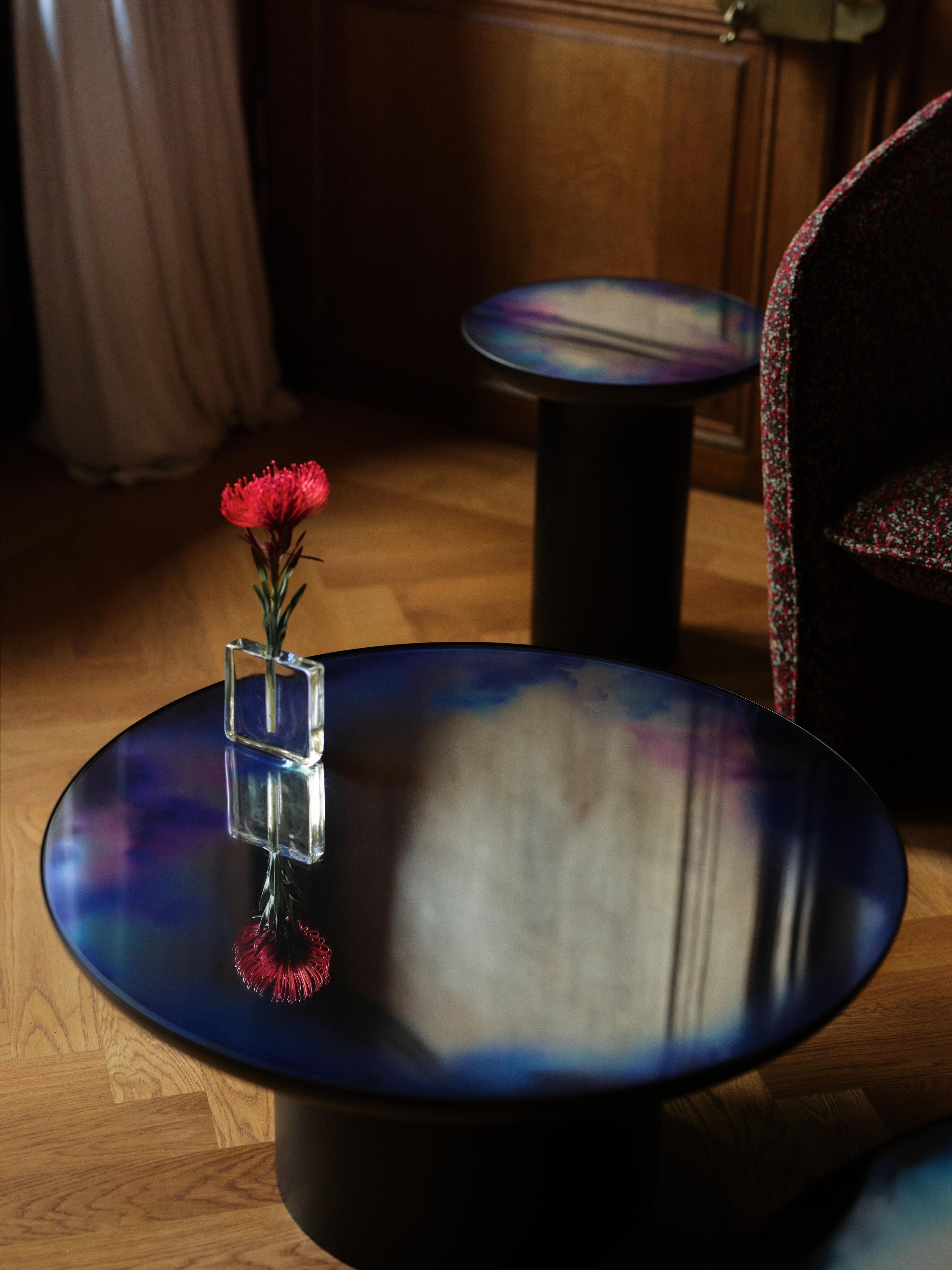 Witte koffietafel FRANCIS met een spiegelblad