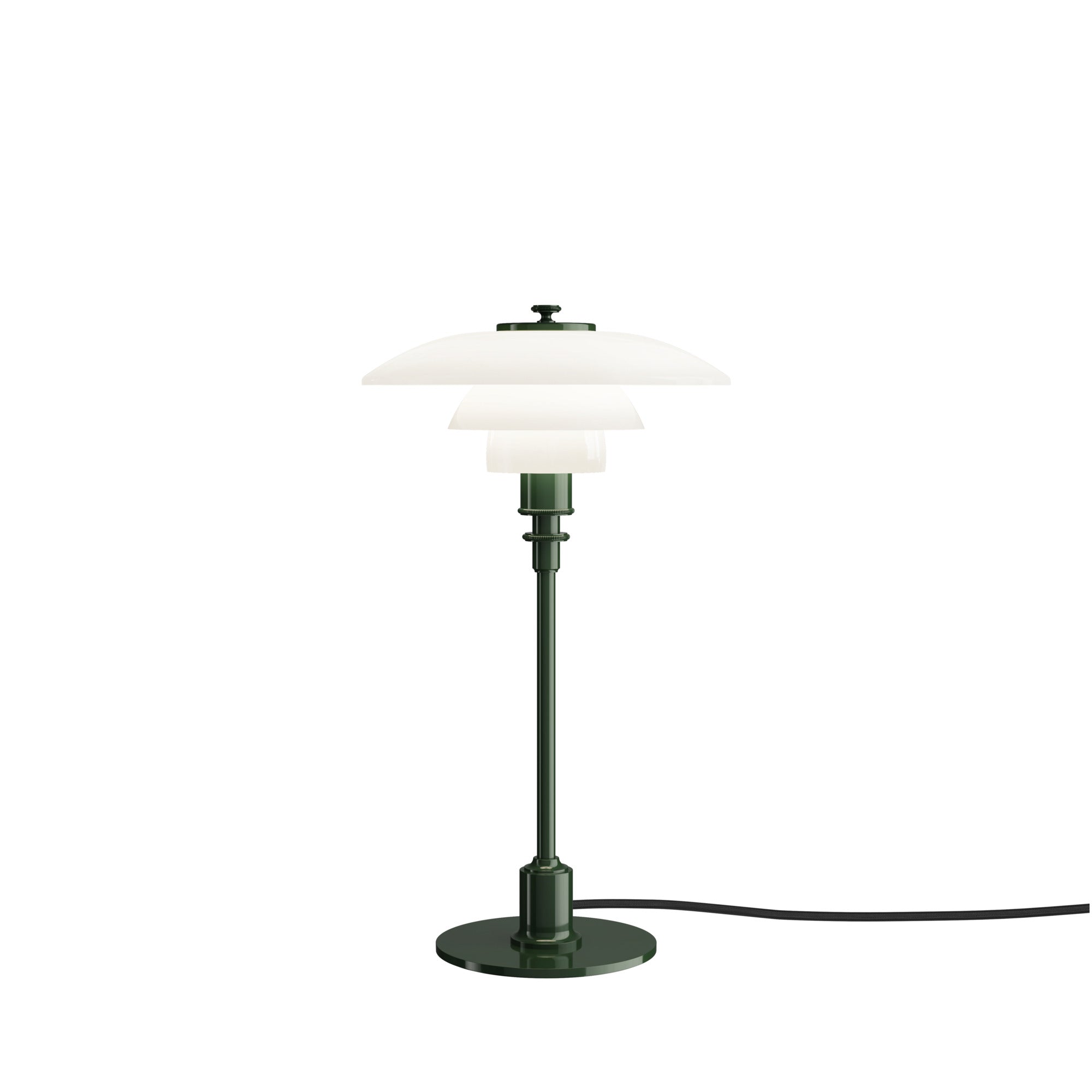 Tafellamp PH 2/1 wit met een donkergroene voet