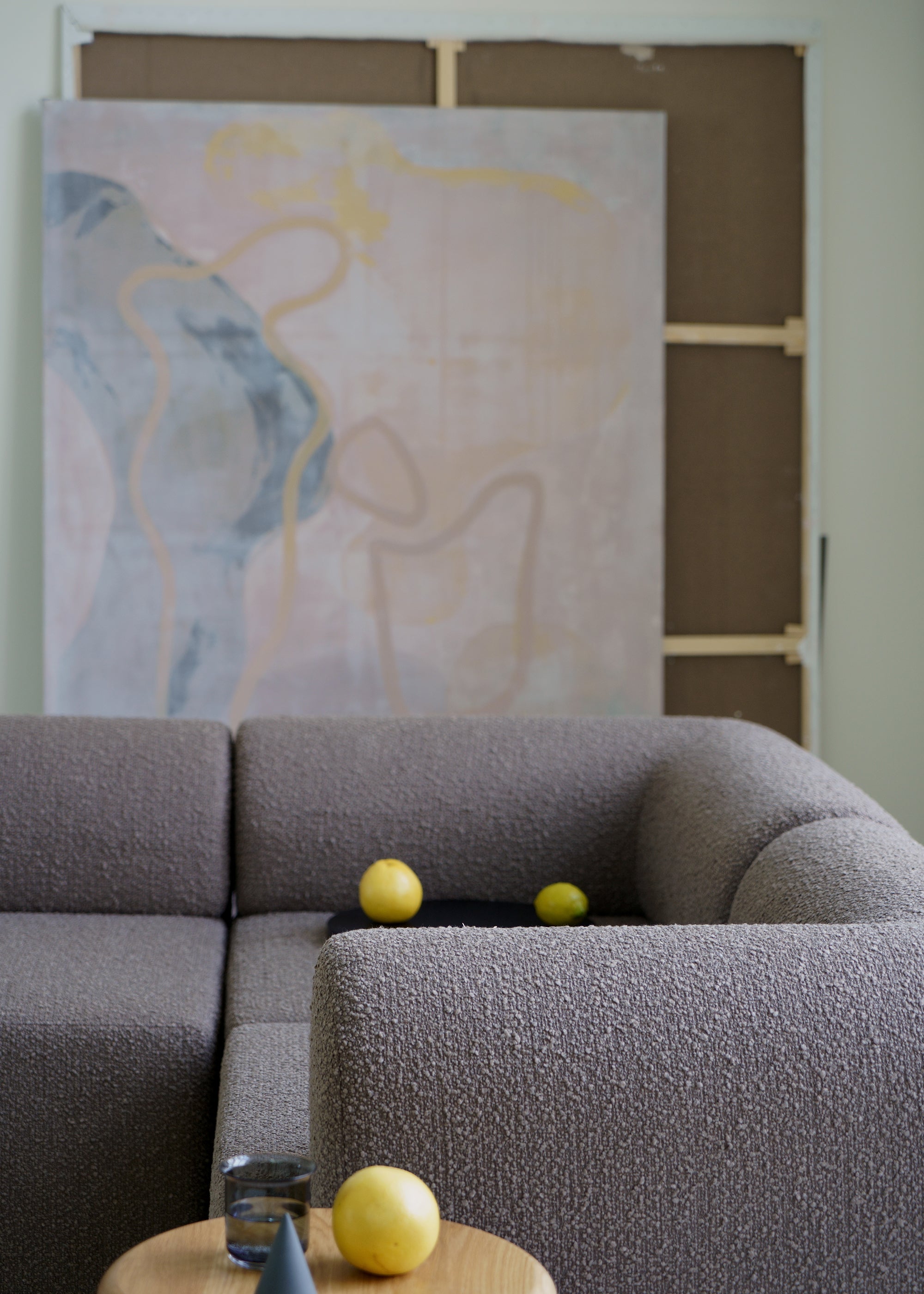 Modulares Sofa TORI - schwarzer Boucle-Eckmodul