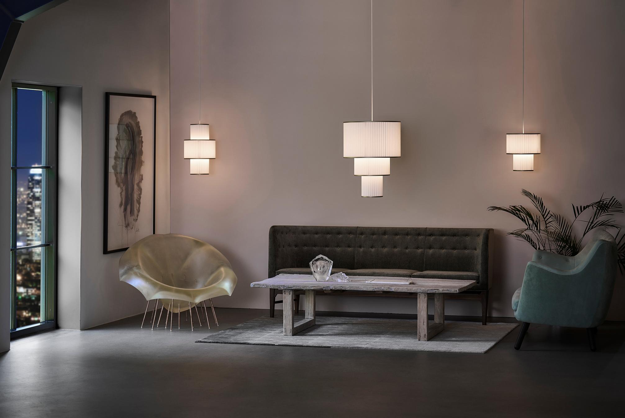 Pendelleuchte MODELL 112 PLIVELLO weiß mit Gold