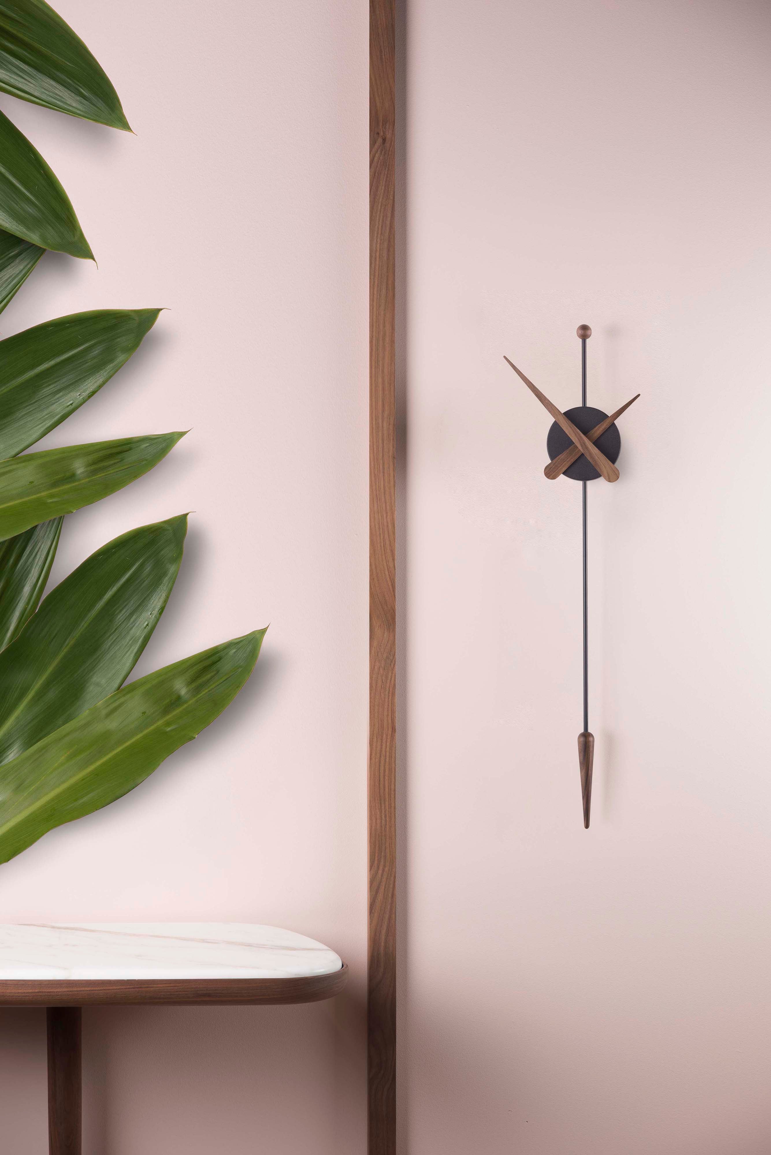 PUNTA wall clock walnut wood with black