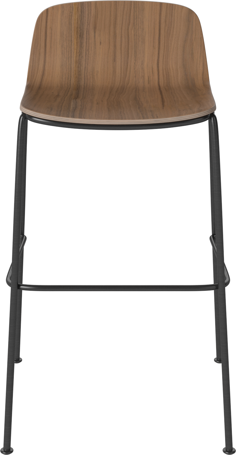 Hocker PALM notenhout met zwarte metalen basis