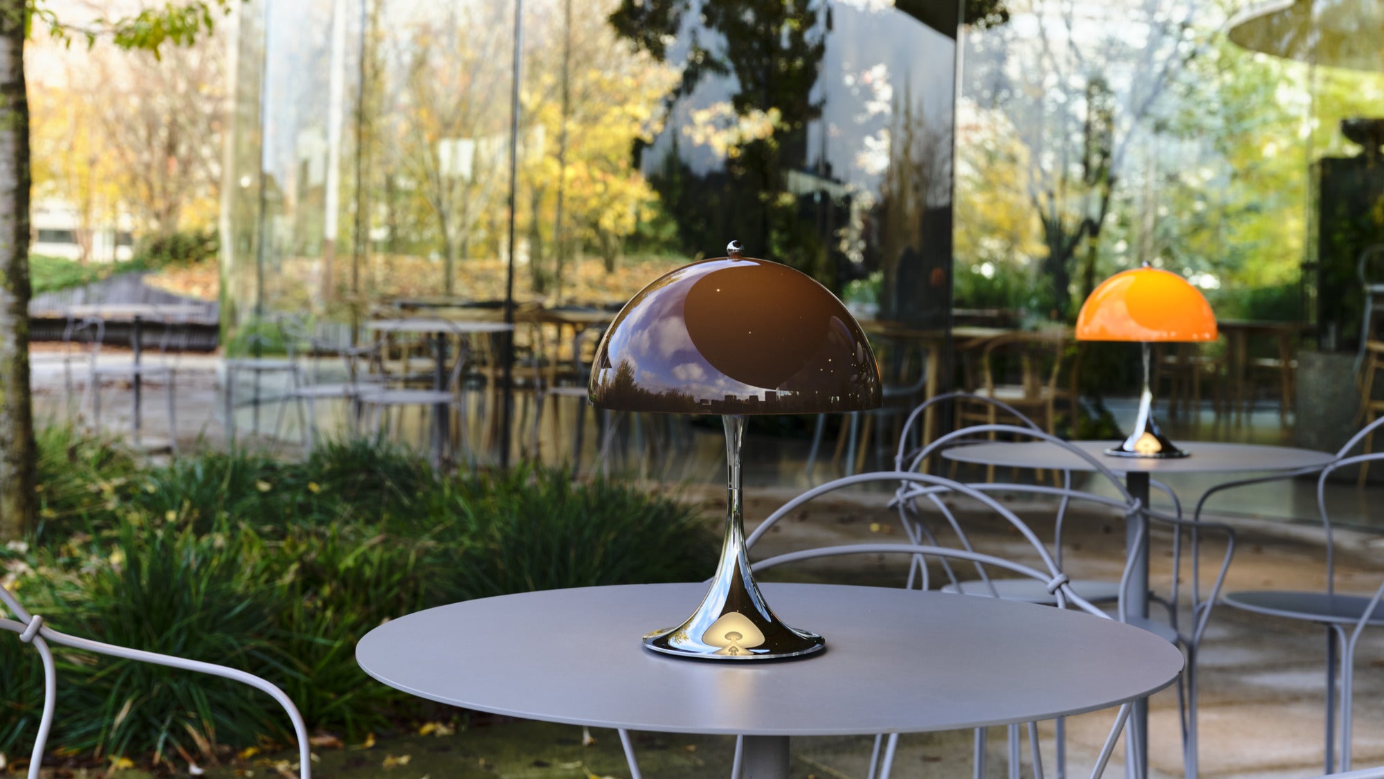 Portable Lamp PANTHELLA 250 brown with chrome base