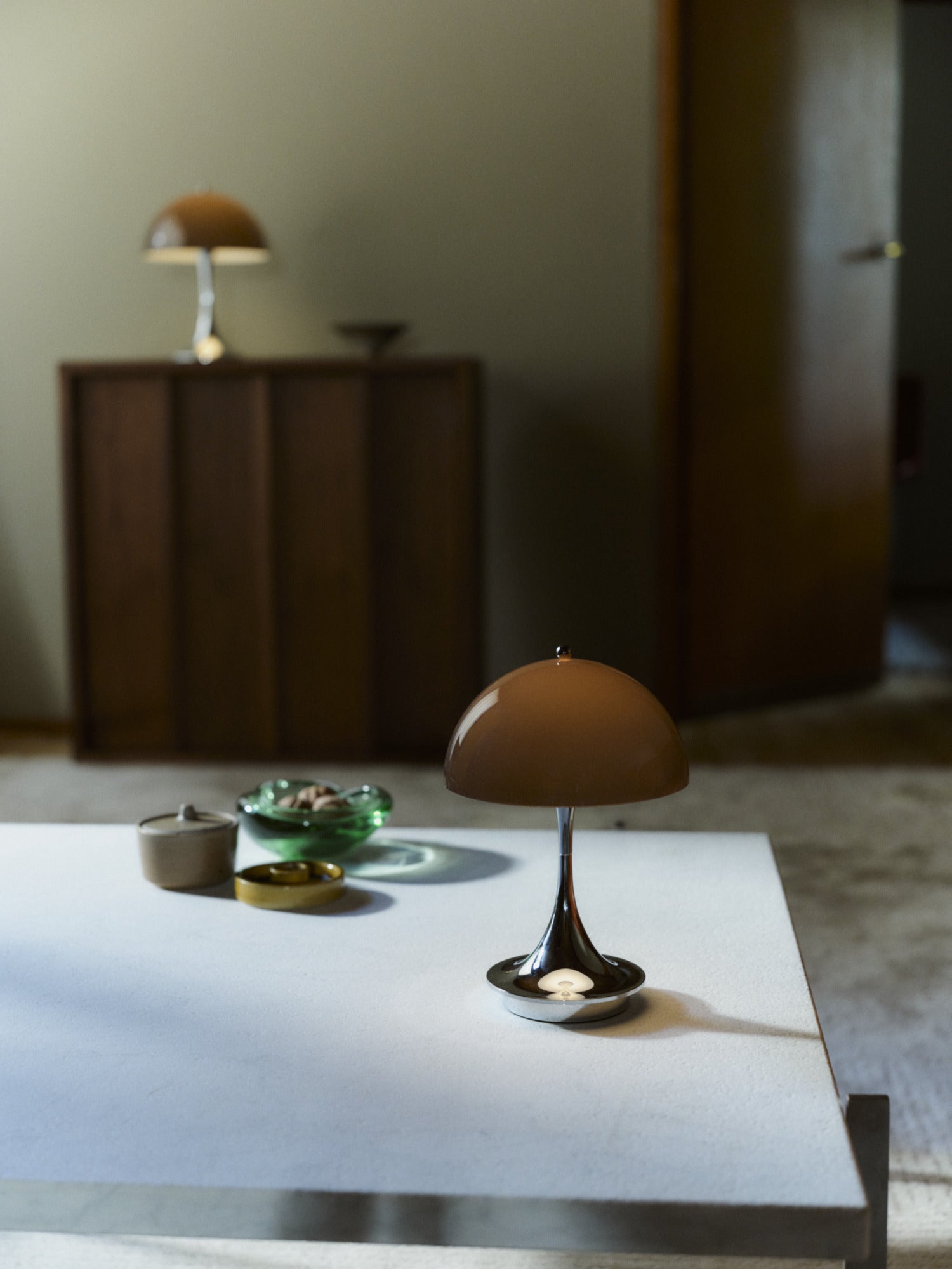 Portable Lamp PANTHELLA 160 brown with chrome base