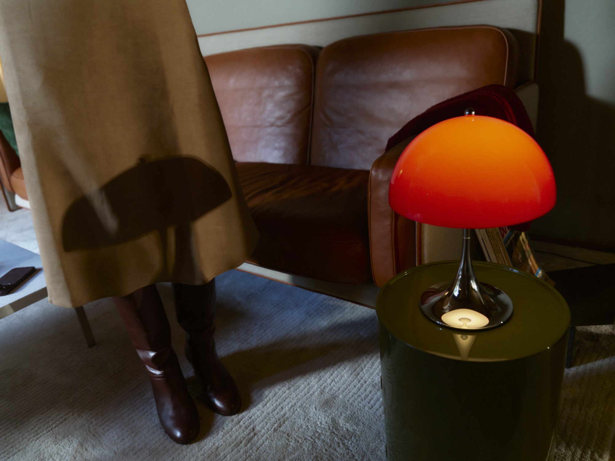 Portable Lamp PANTHELLA 250 red with chrome base