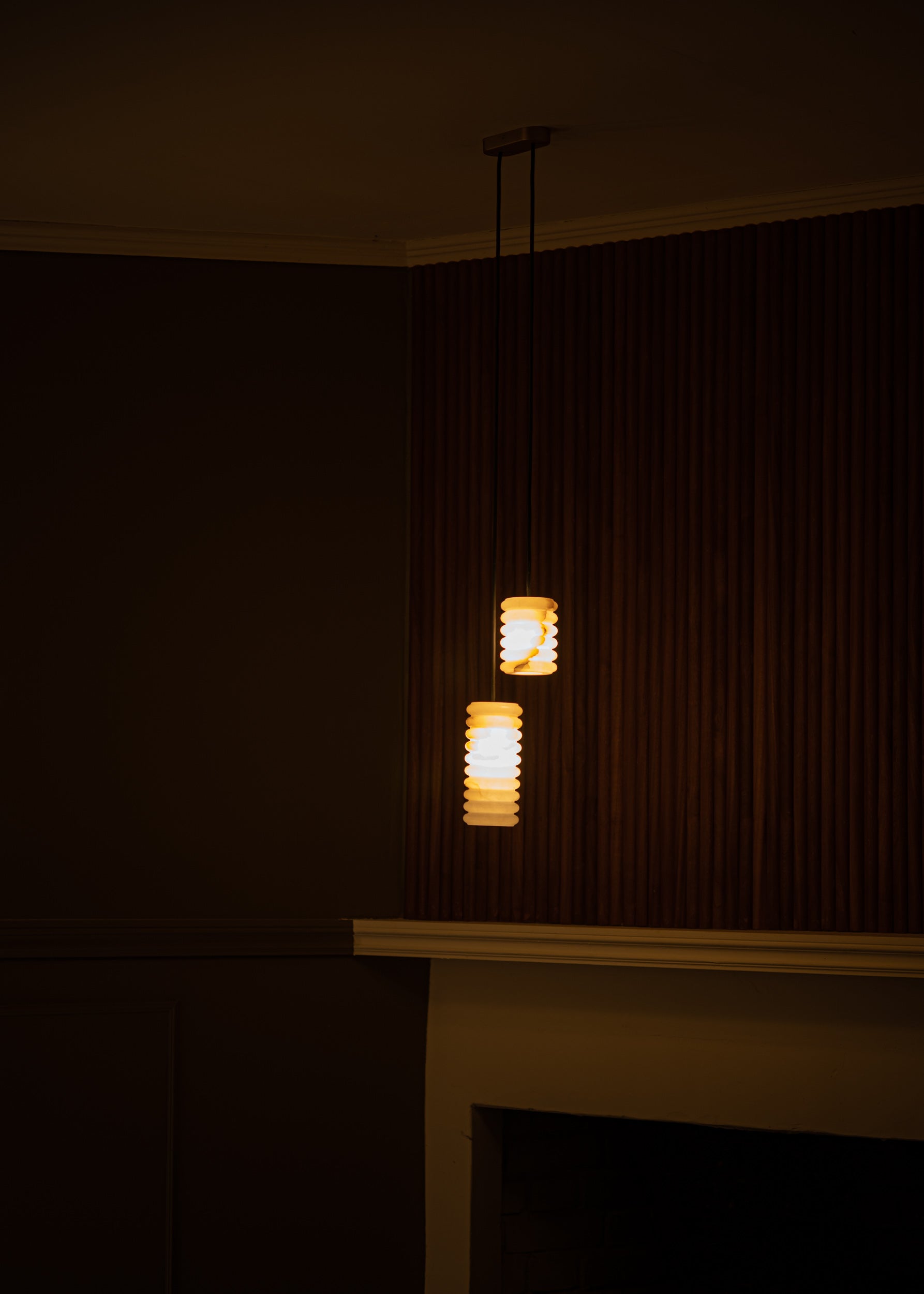 Hanglamp MANIKO FLUTA DOUBLE wit alabaster