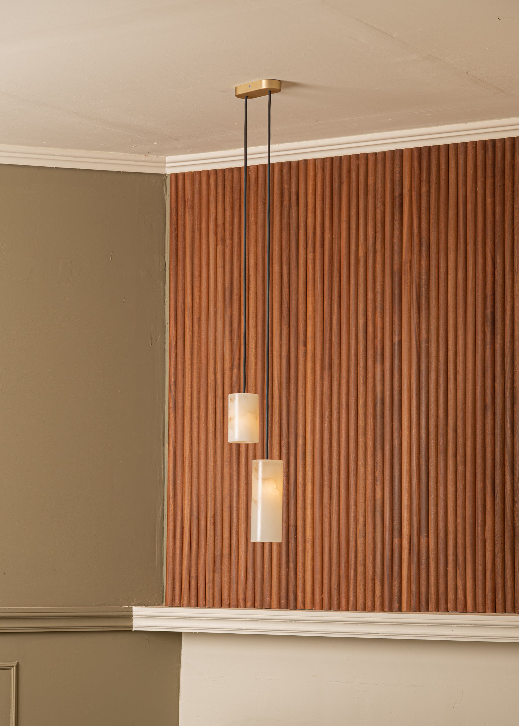 Pendelleuchte MANIKO PIPO DOUBLE weißer Alabaster