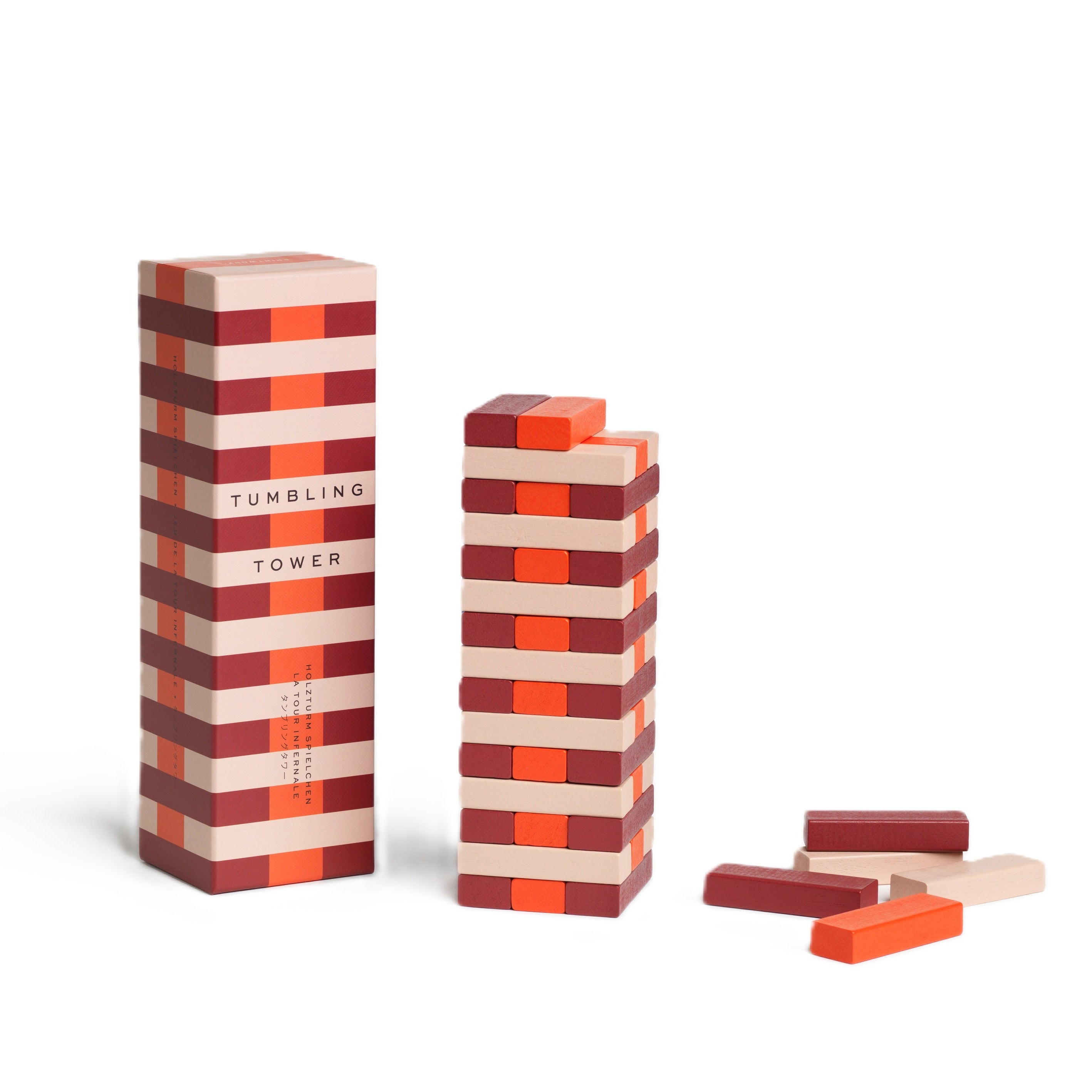 Gra strategische Yenga TUMBLING TOWER beige mit Rot