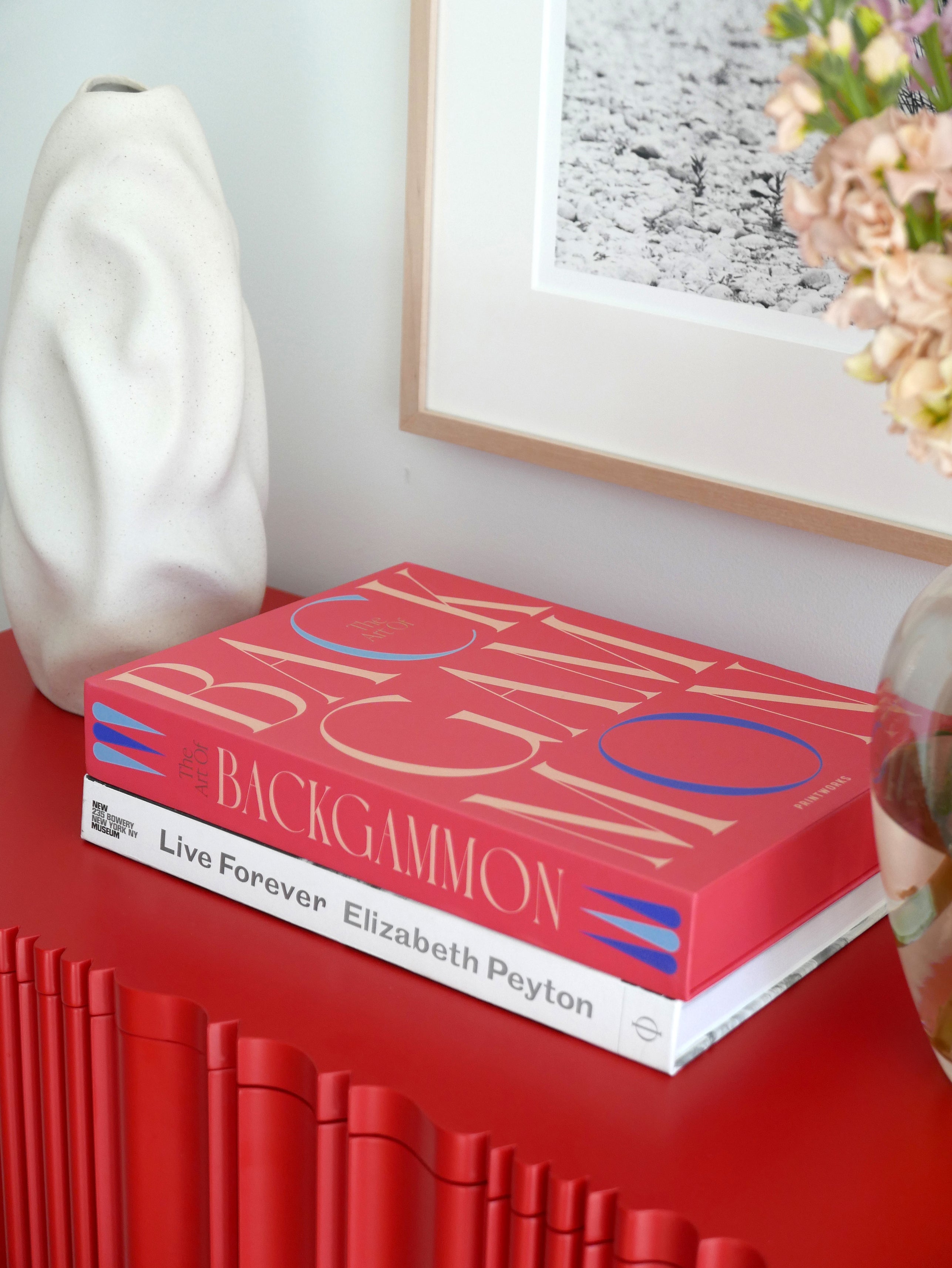 Backgammon set ART OF BACKGAMMON rood met blauw