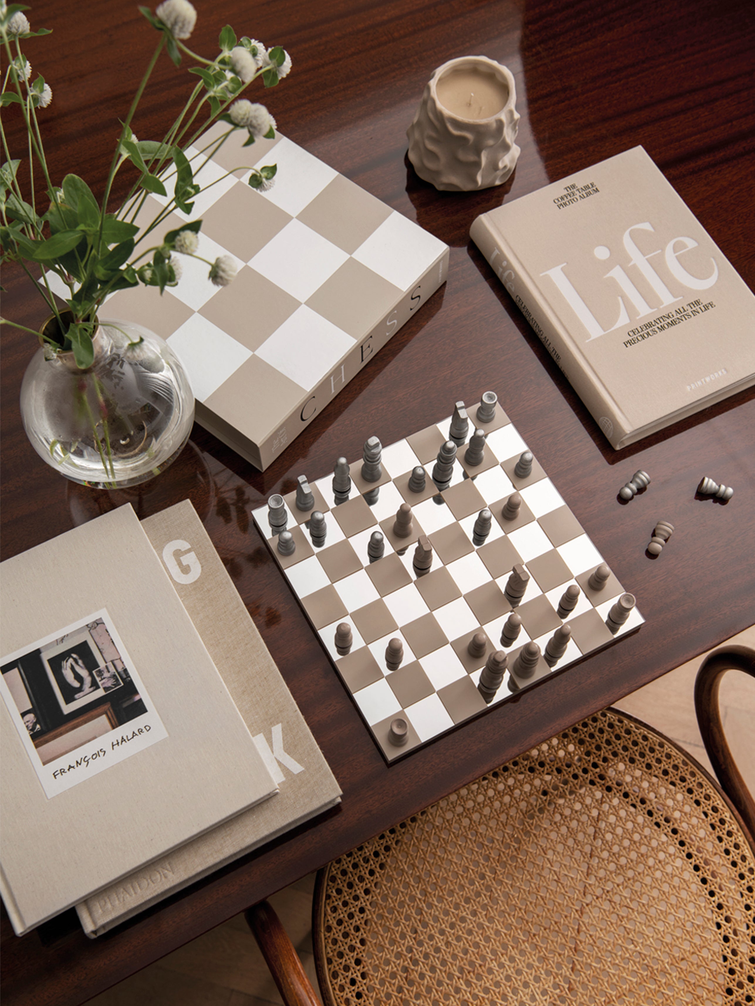 Schachspiel CHESS MIRROR beige
