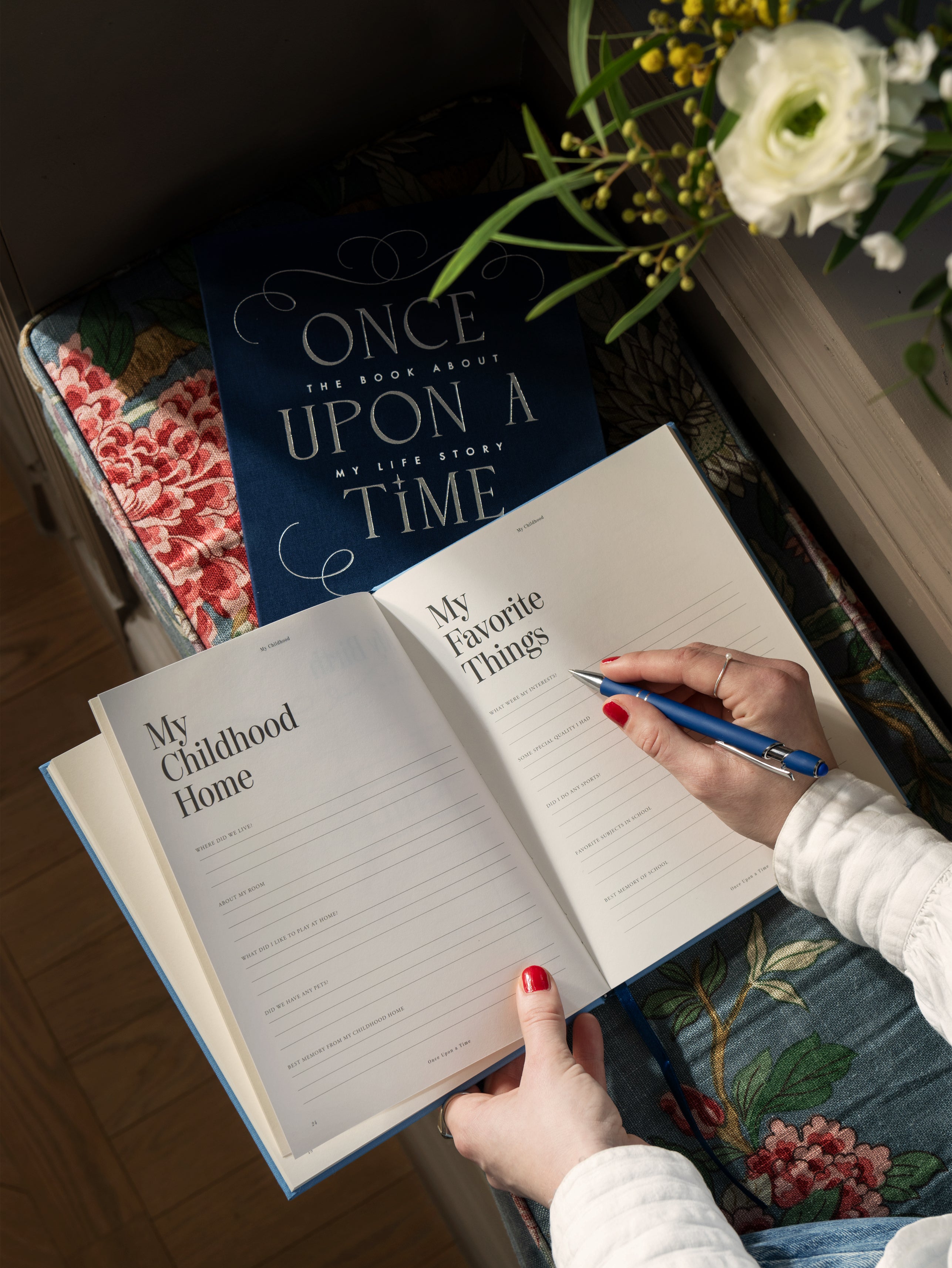 Herinneringsboek ONCE UPON A TIME marineblauw met blauw
